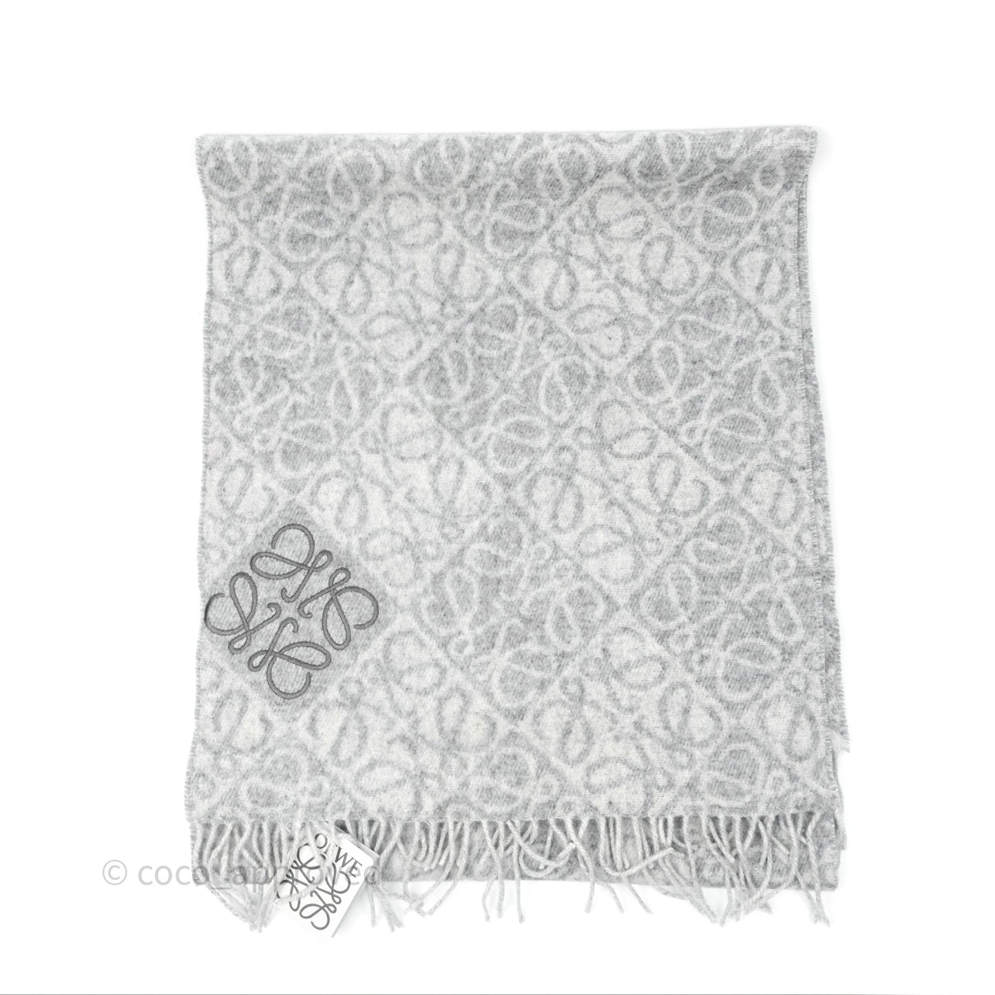 Loewe Anagram Wool Cashmere Scarf Light Grey