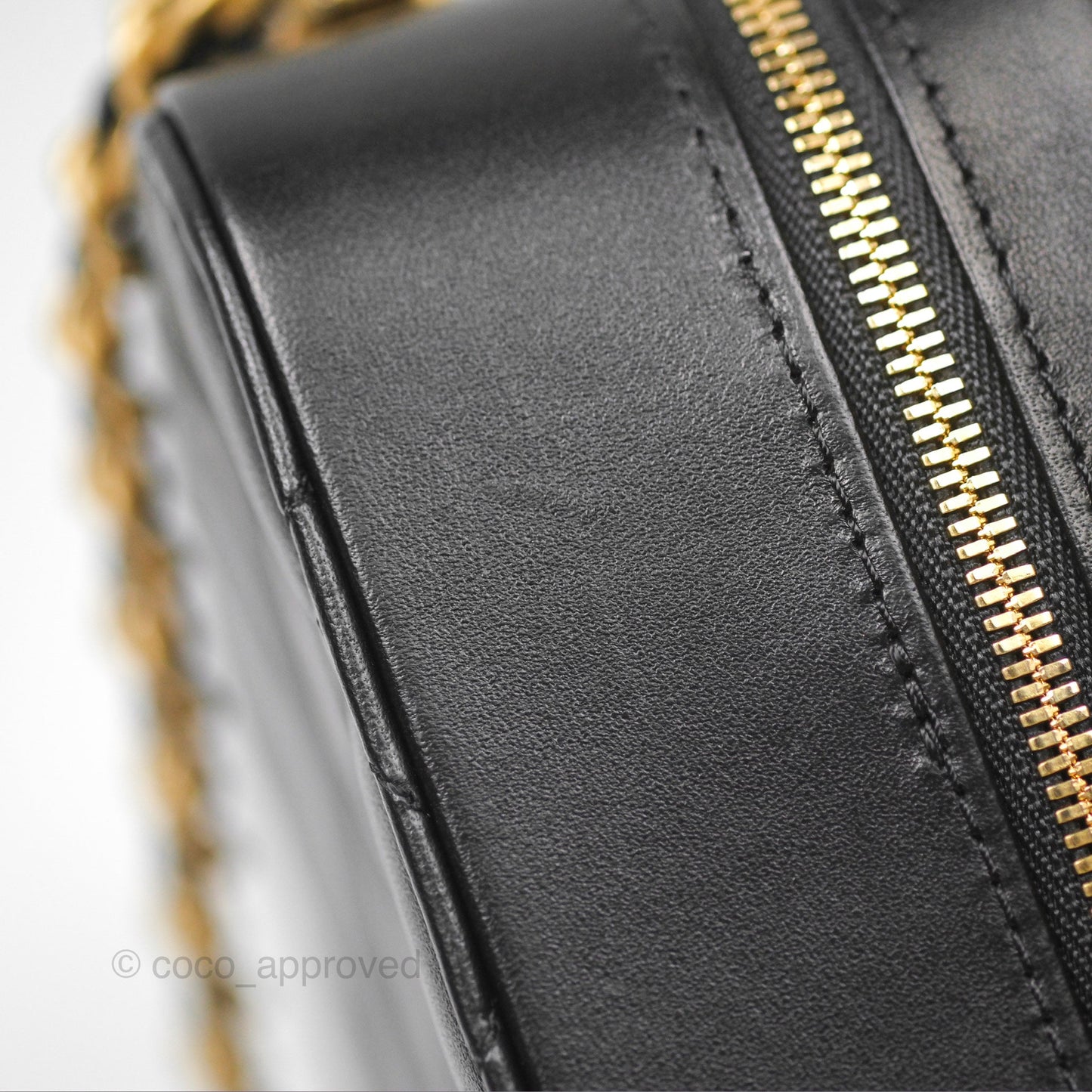 Chanel Top Handle Vanity Case Black Lambskin Aged Gold Hardware 22A