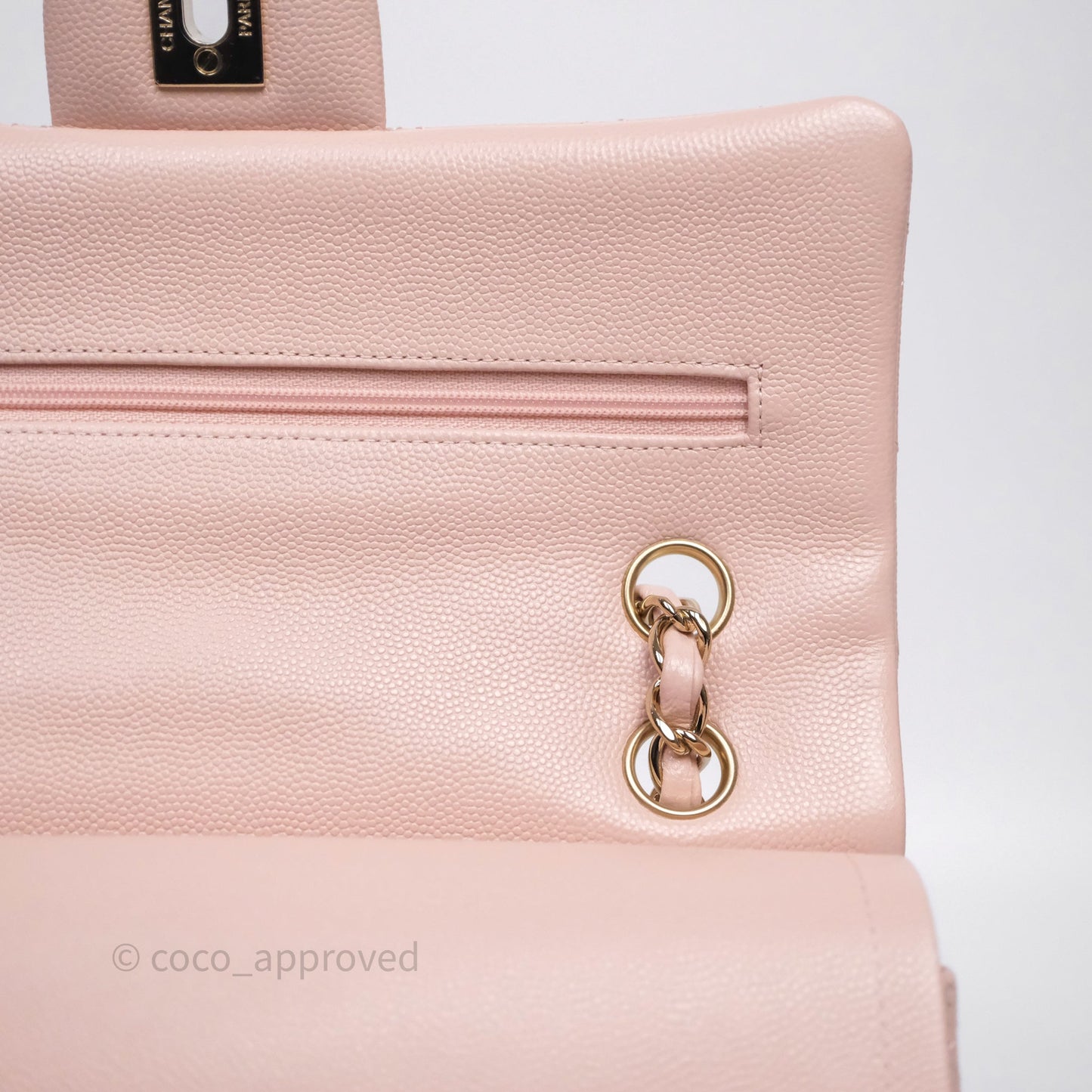 Chanel Small Classic Flap Quilted Light Pink Caviar Gold Hardware
