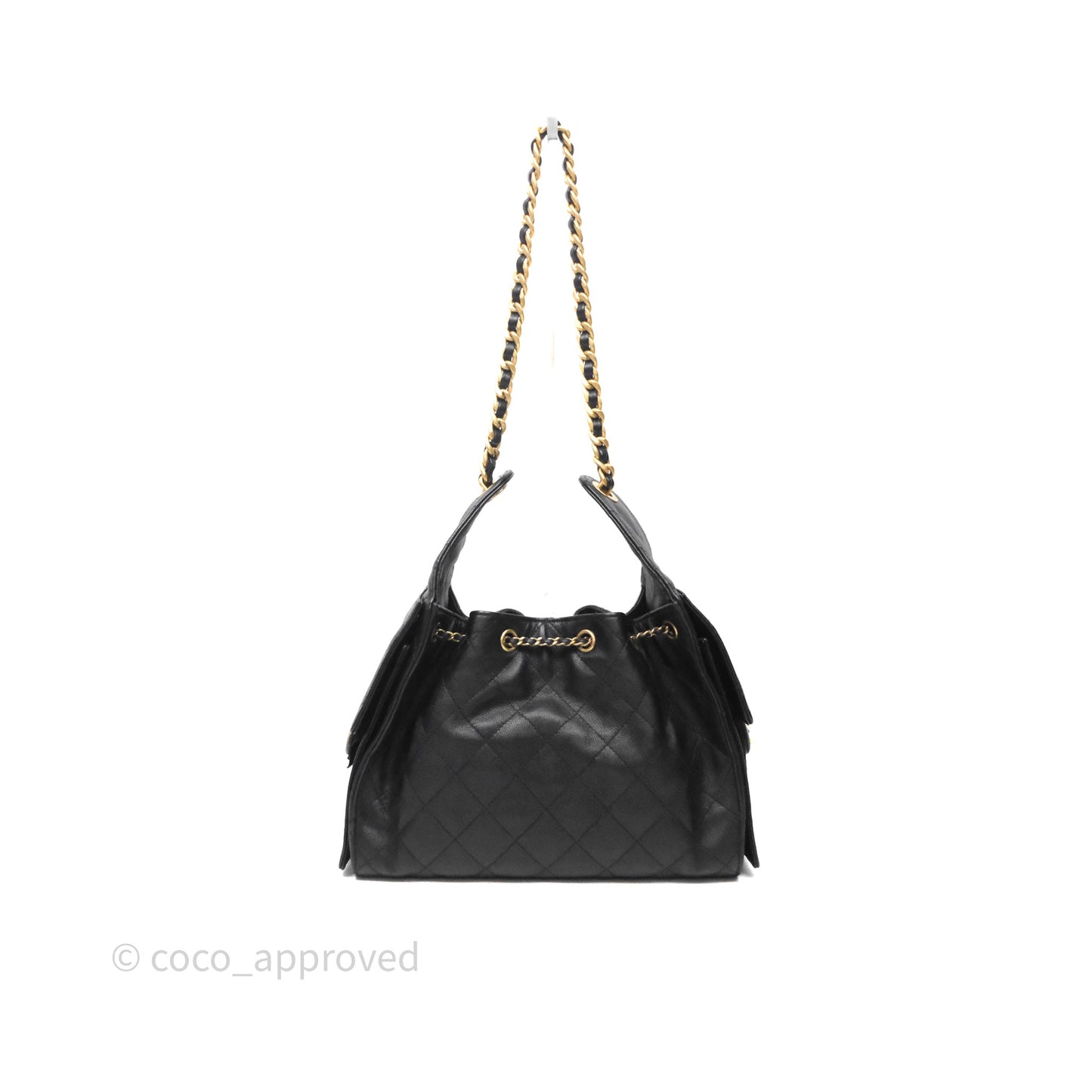 Chanel 25 Small Bag Black Caviar Aged Gold Hardware