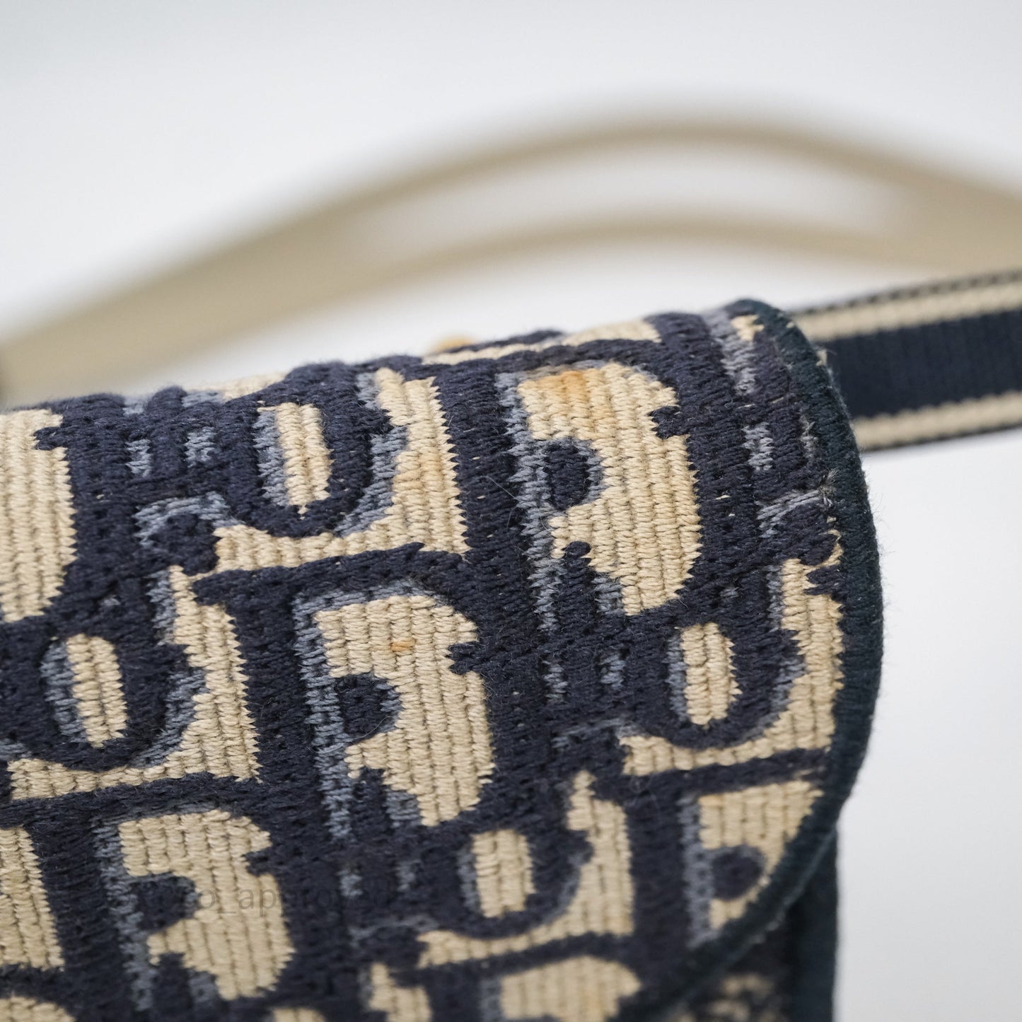 Christian Dior Navy Oblique Slim Saddle Pouch
