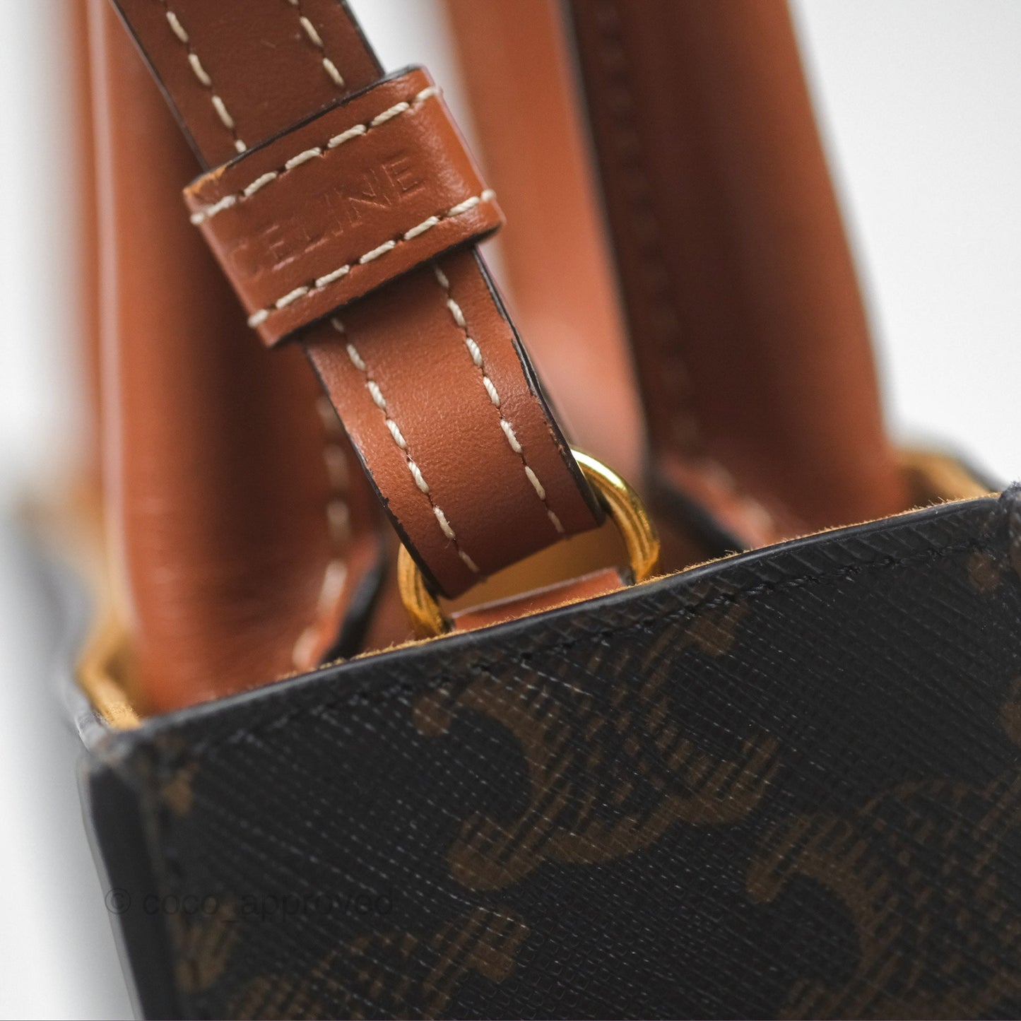 Celine Mini Vertical Cabas Bag Triomphe Canvas Tan