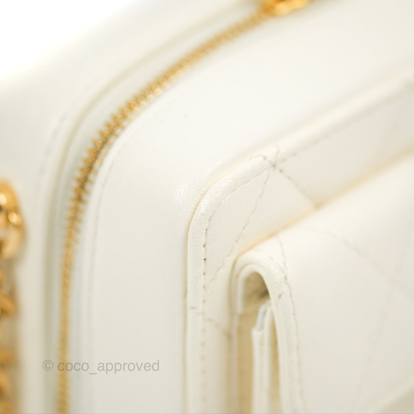 Chanel Mini Vanity Case with Chain White Lambskin Gold Hardware