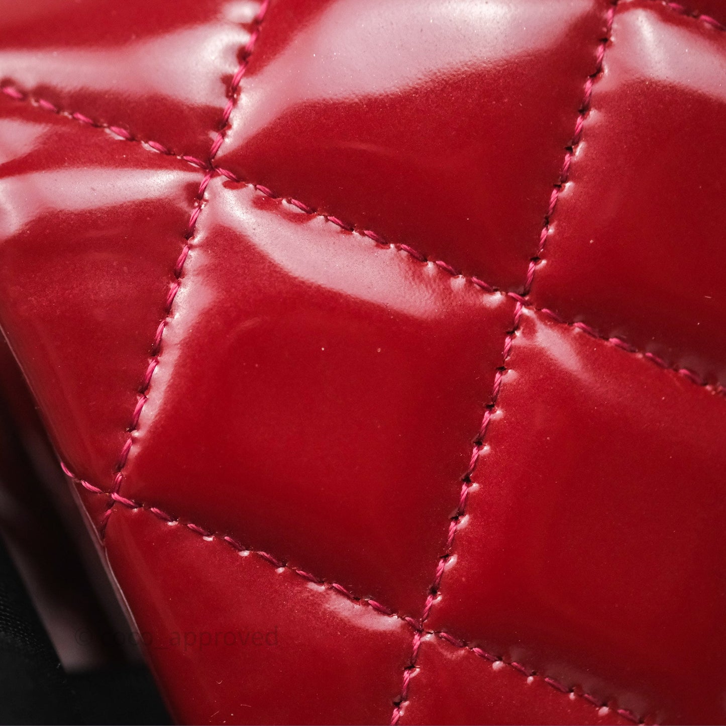 Chanel Quilted Mini Rectangular Flap Red Patent Silver Hardware