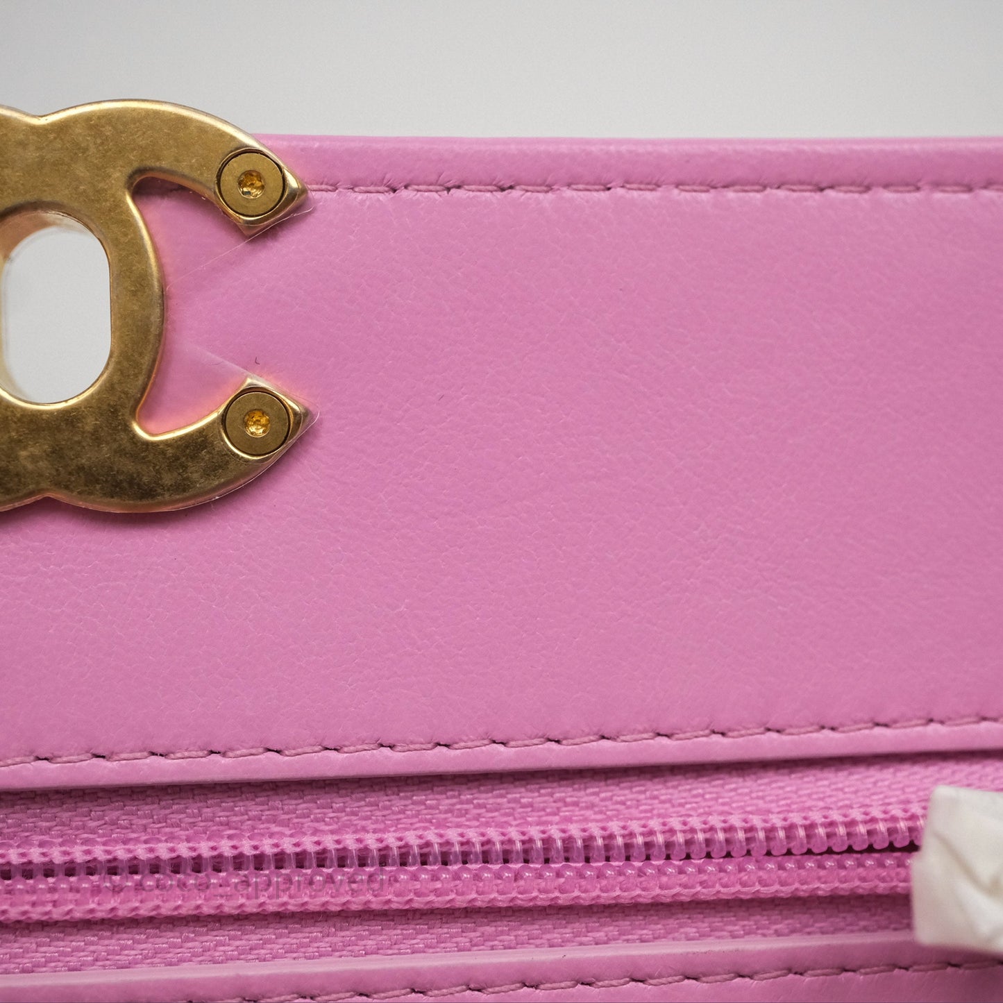 Chanel CC Chain Wallet On Chain WOC Pink Lambskin Aged Gold Hardware