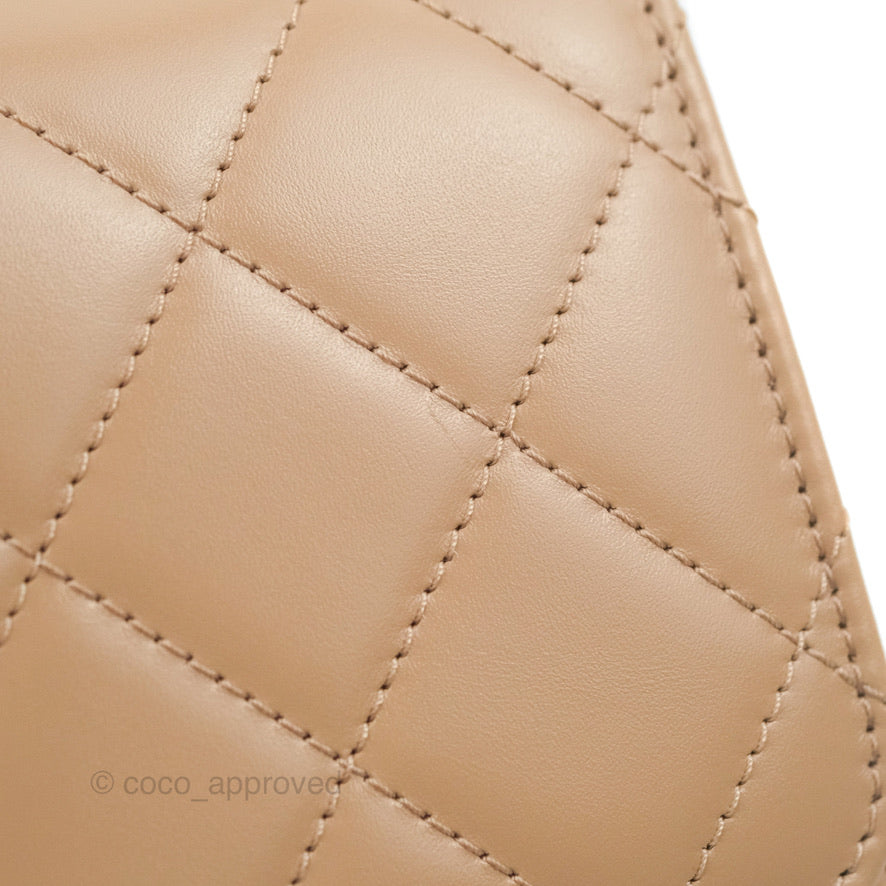 Chanel Quilted Perfect Fit Adjustable Beige Calfskin Gold Hardware 21A