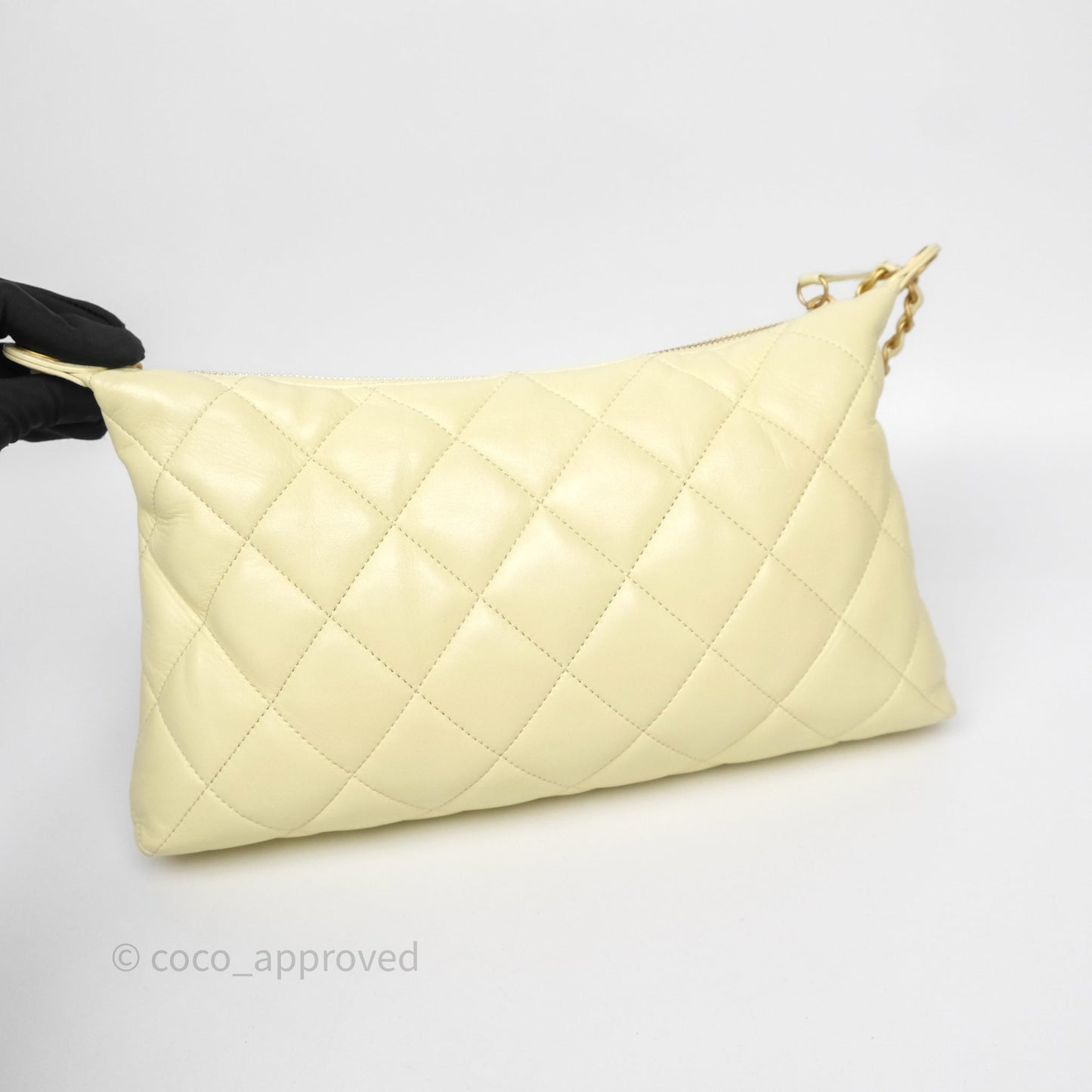 Chanel Large Hobo with Chain Light Yellow Lambskin Aged Gold Hardware 25S