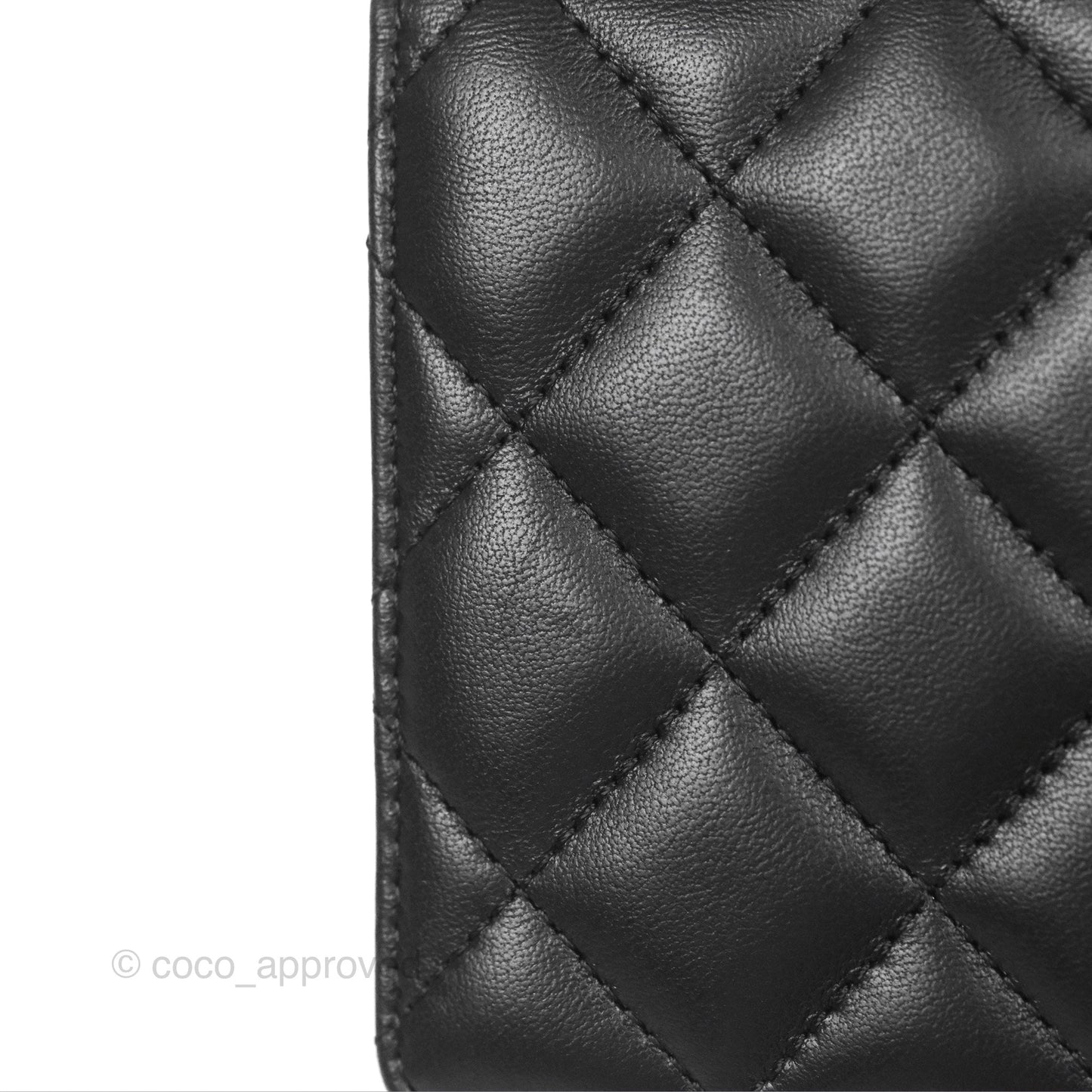 Chanel Classic Quilted Long Wallet Black Lambskin Silver Hardware
