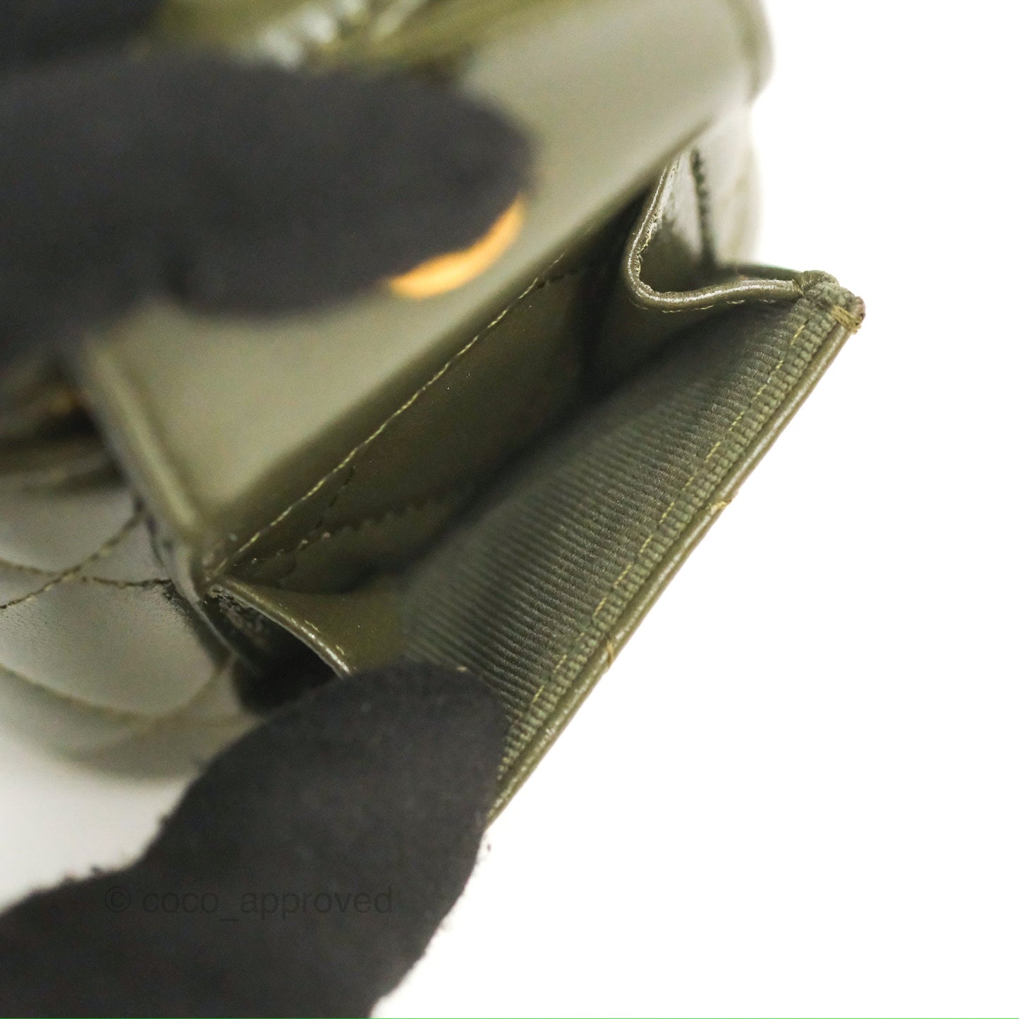 Chanel Cargo Pocket Top Handle Vanity with Chain Khaki Green Lambskin 22K