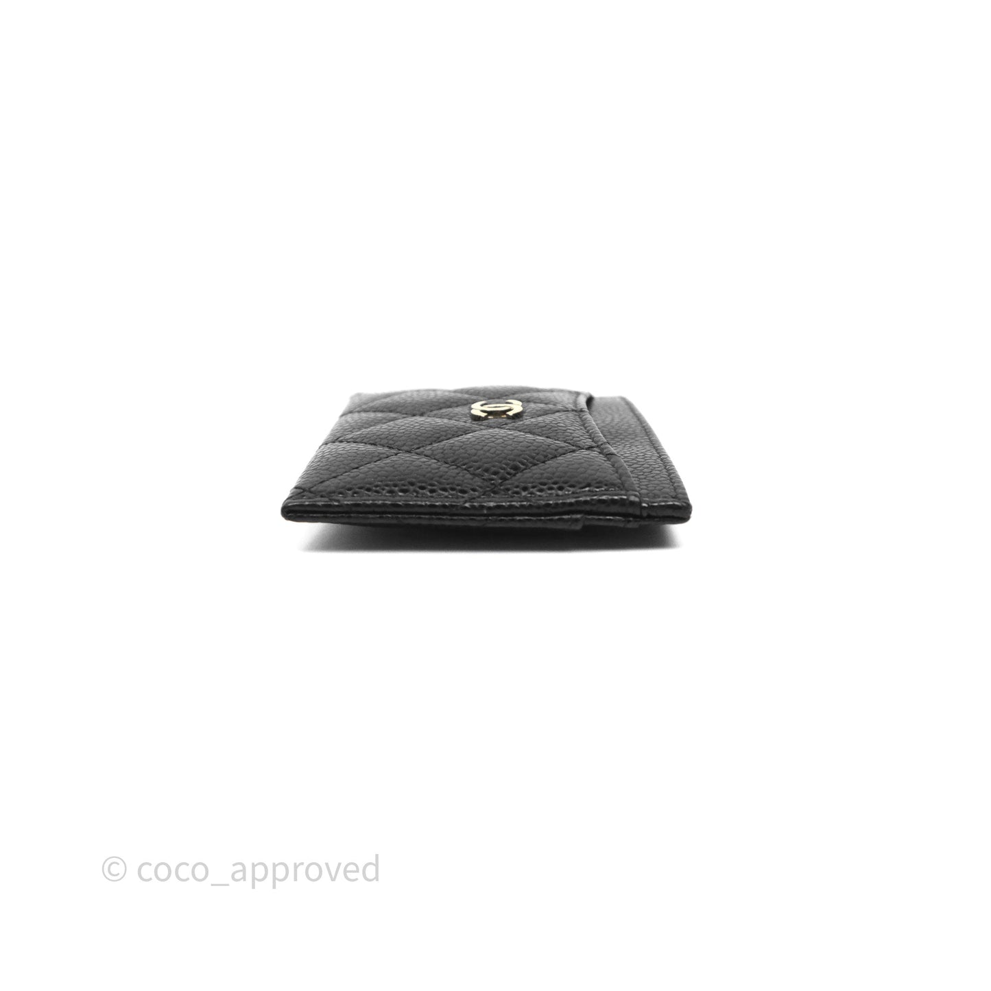 Chanel Classic Flat Card Holder Black Caviar Gold Hardware