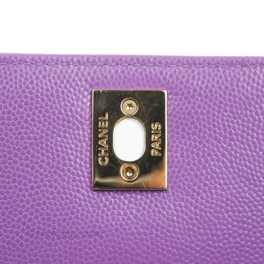 Chanel Mini Coco Handle Quilted Purple Caviar Gold Hardware