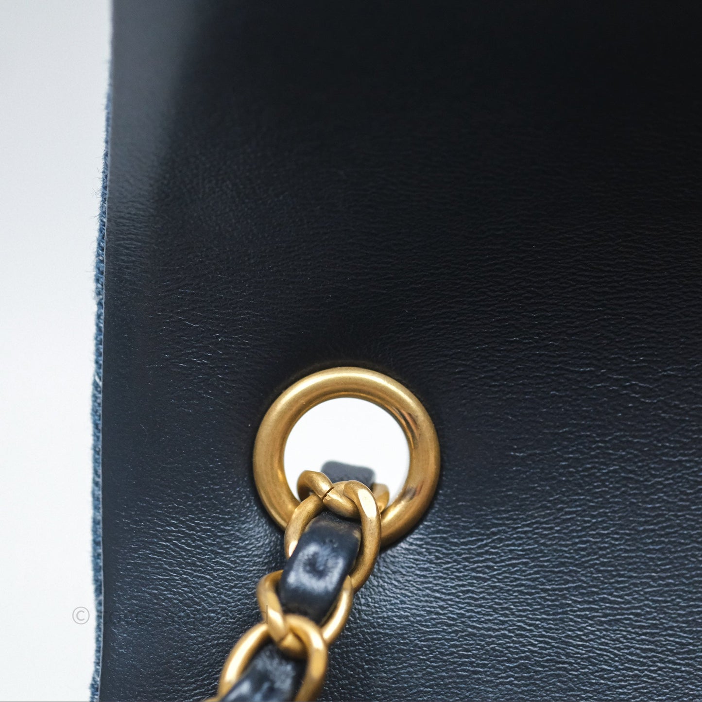 Chanel Quilted Mini Rectangular Flap Denim Aged Gold Hardware