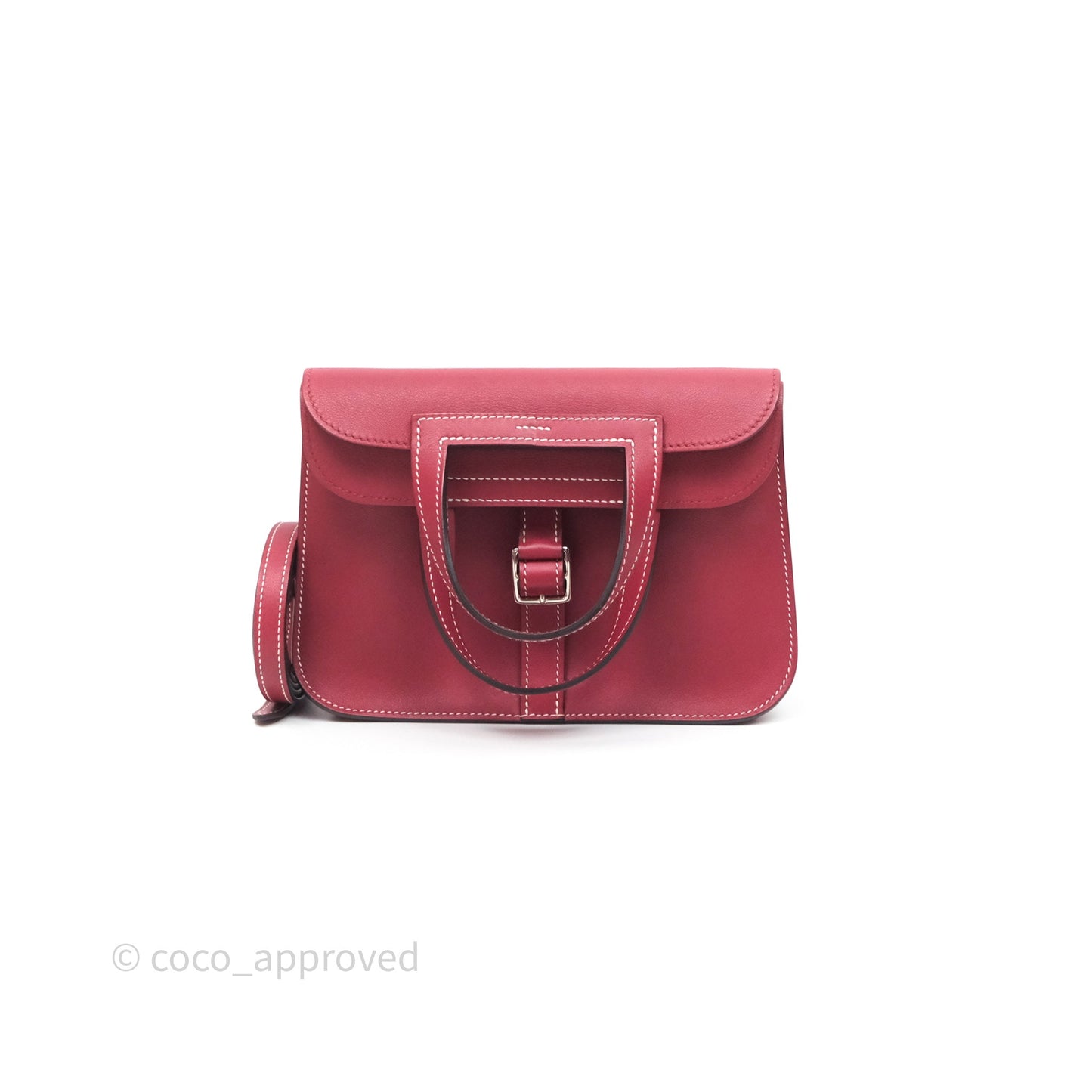 Hermès Halzan 22 Mini Rouge Grenat K1 Swift Palladium Hardware