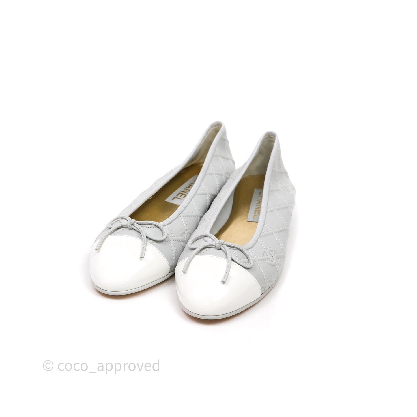 Chanel CC Quilted Grey Ballerina Flats Size 39