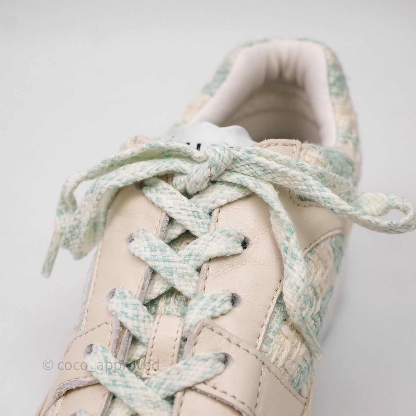 Chanel CC Sneakers Beige/ Blue Tweed Size 39