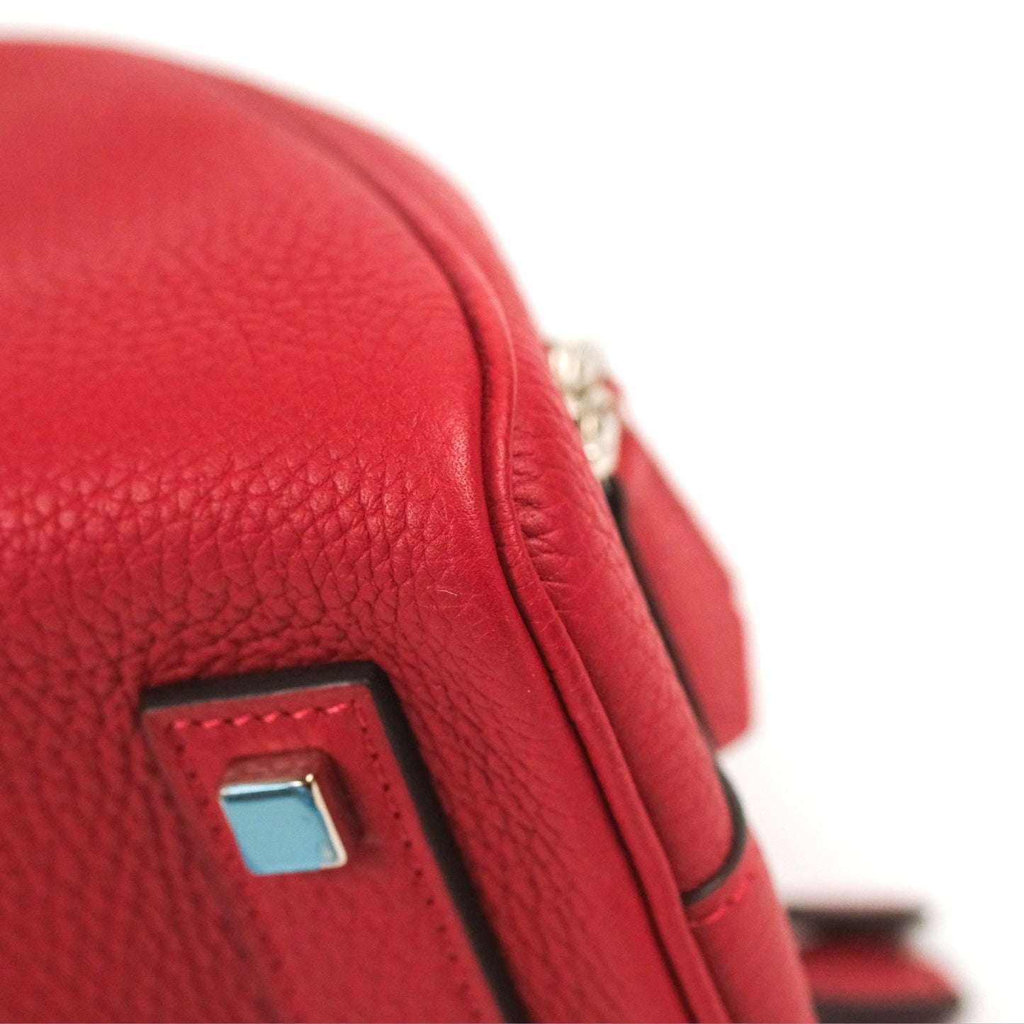 Moynat Swing Bag Red Grained Leather Silver Hardware