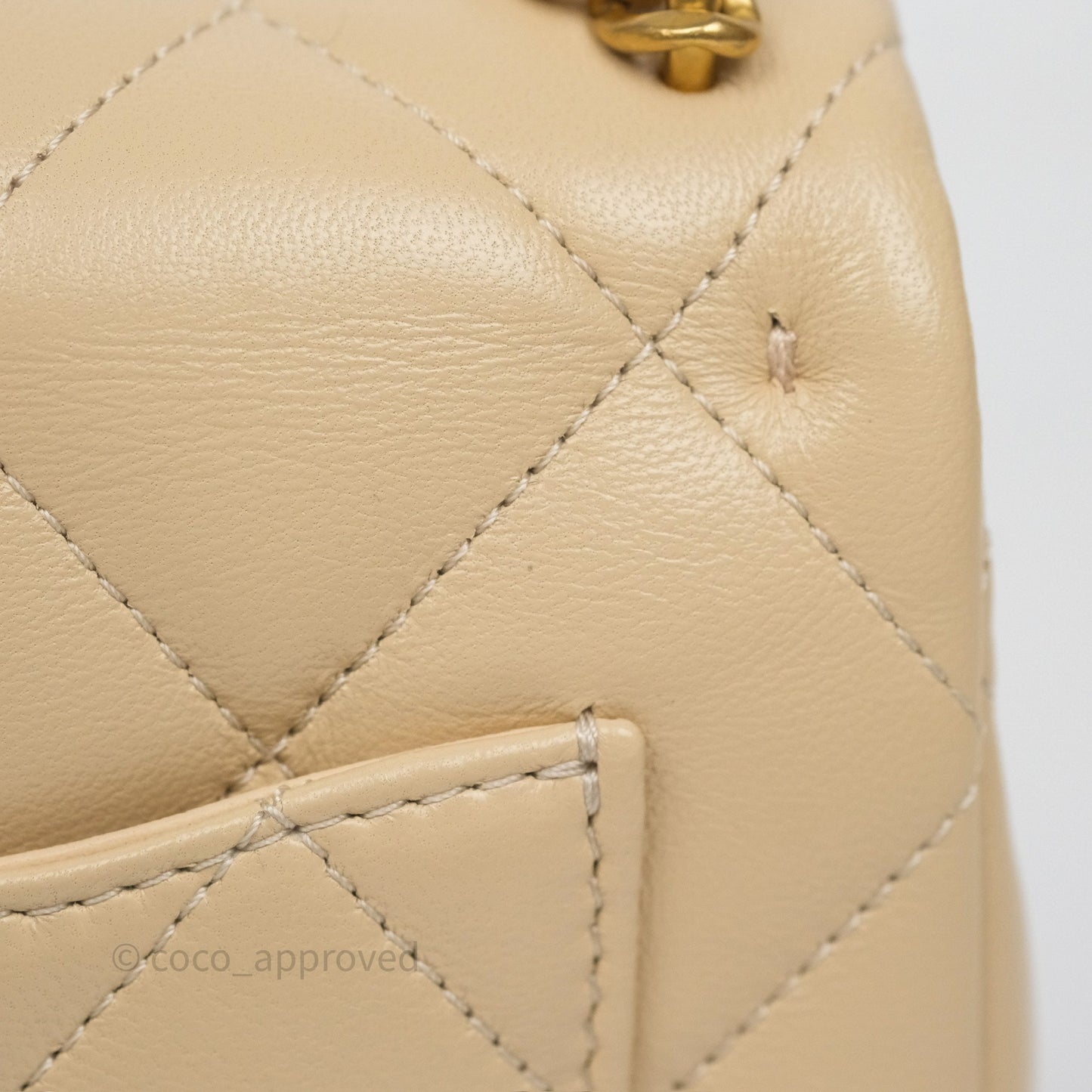 Chanel Sweetheart Mini Flap Beige Shiny Lambskin Aged Gold Hardware
