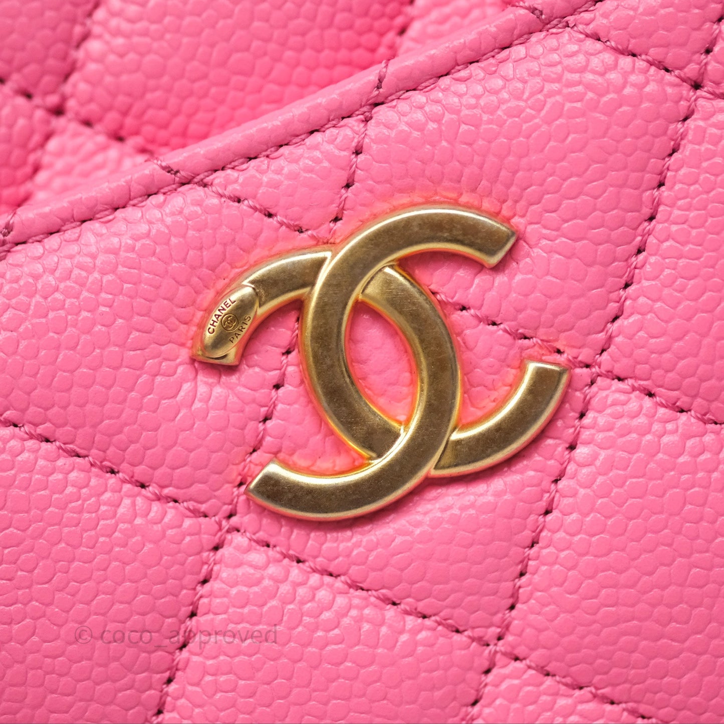 Chanel Quilted Pick Me Up Small Vanity Case Hot Pink Caviar Aged Gold Hardware