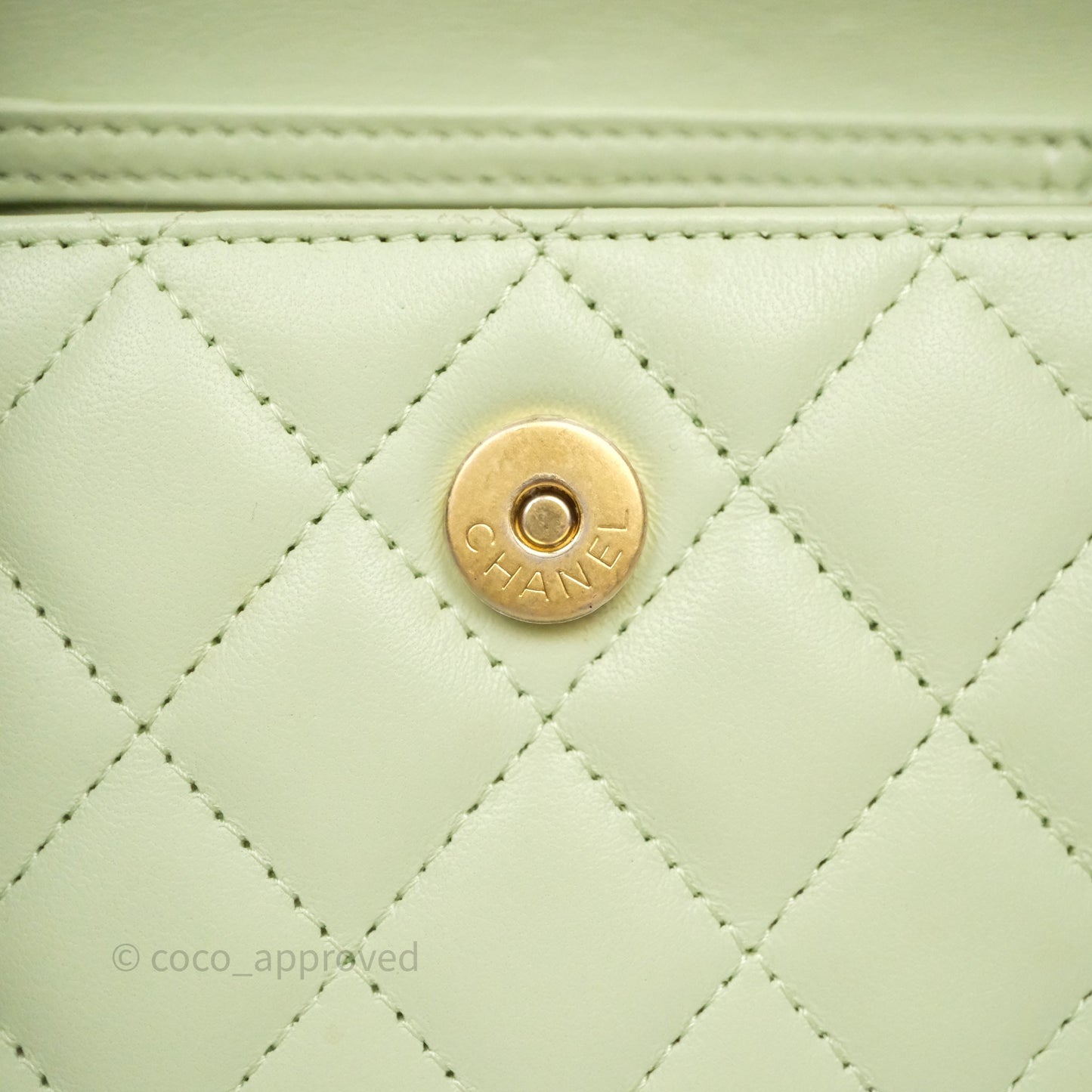 Chanel Pearl Crush Mini Clutch Belt Bag Green Lambskin Aged Gold Hardware
