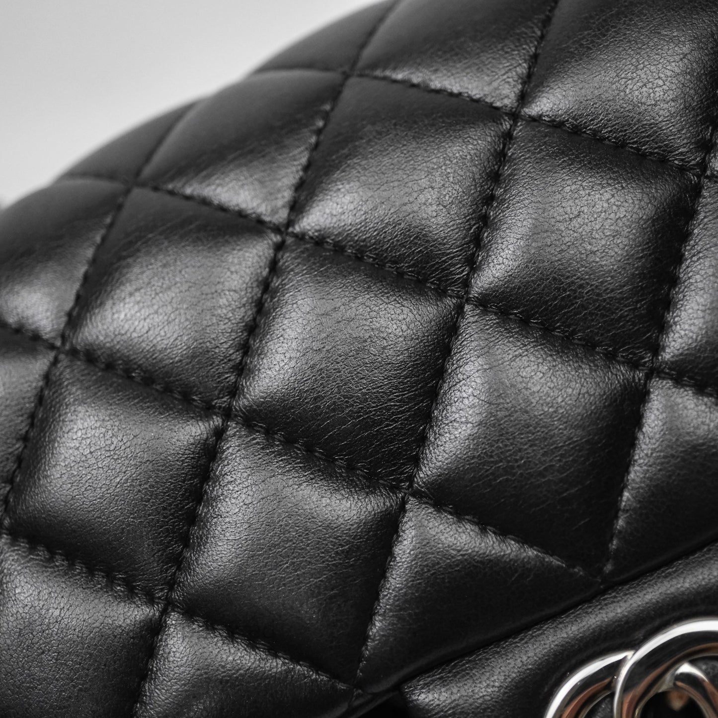 Chanel Mini Square Quilted Black Lambskin Silver Hardware