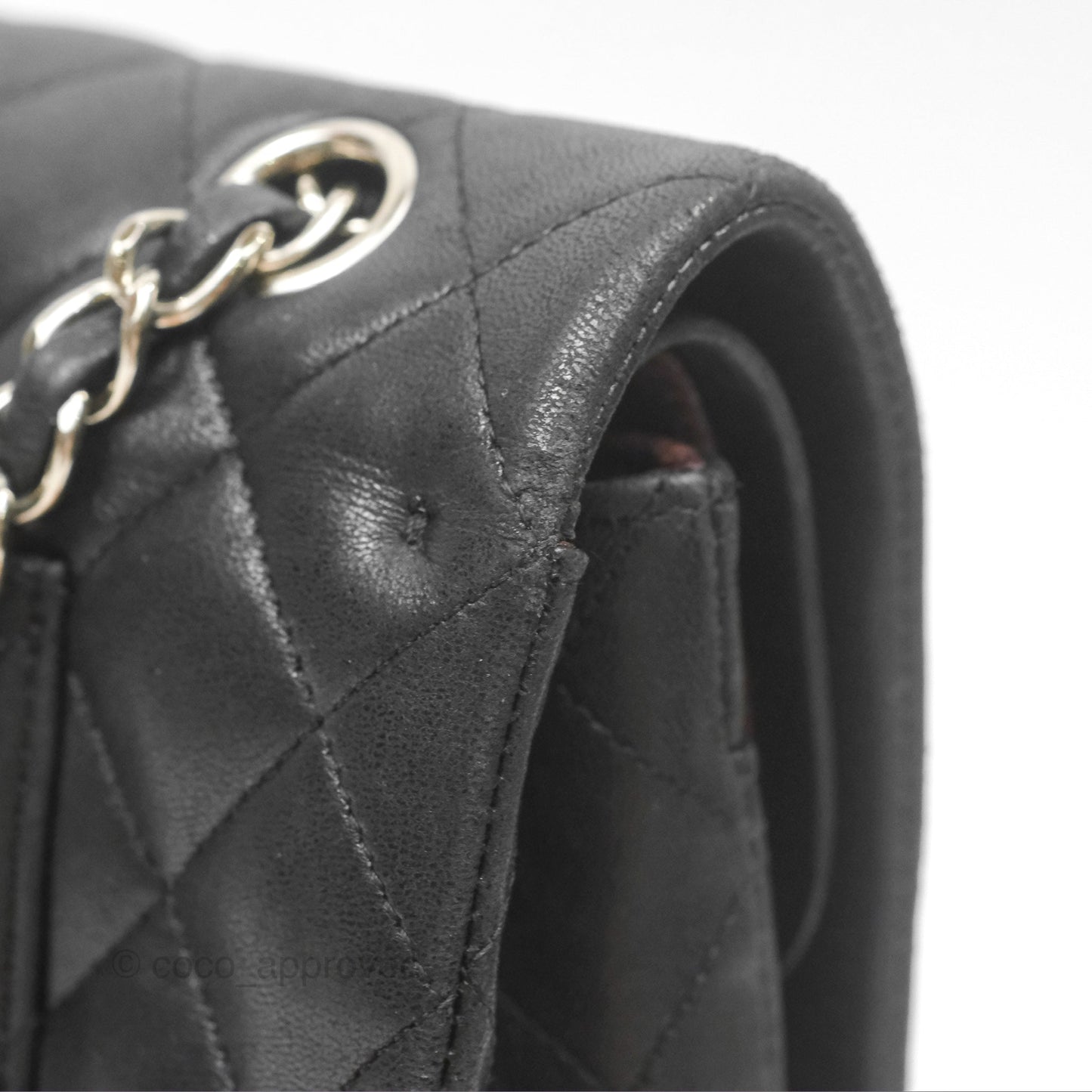 Chanel Classic M/L Medium Flap Quilted Black Lambskin Silver Hardware
