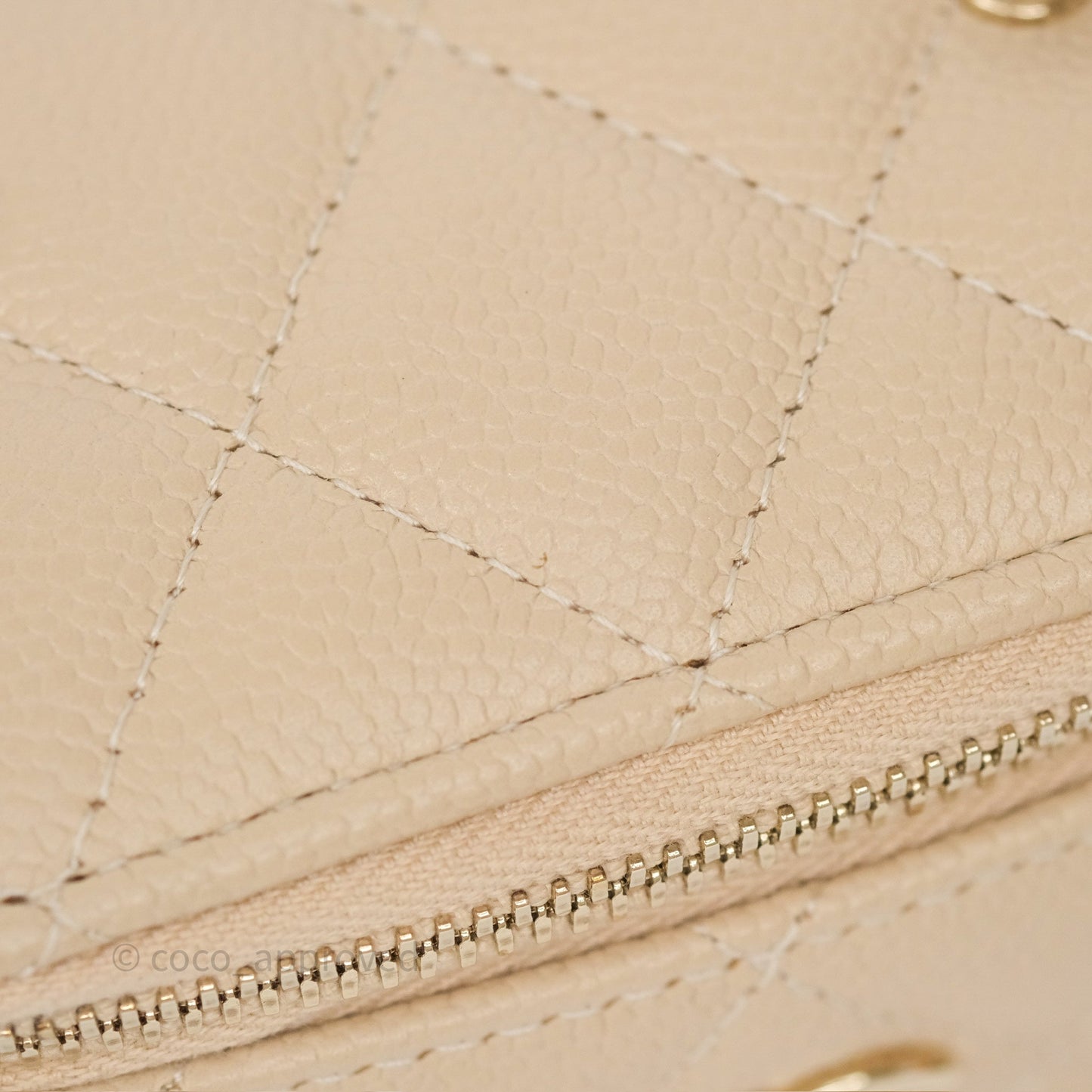 Chanel Mini Vanity With CC Chain Beige Caviar Gold Hardware