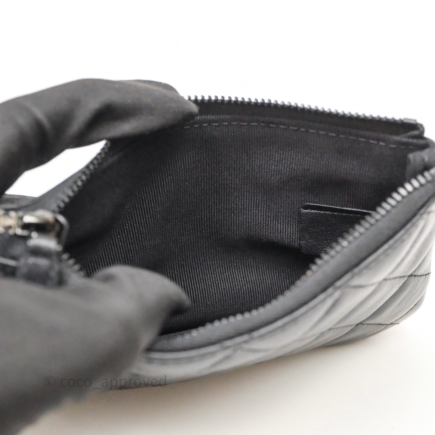 Chanel Classic Mini Quilted O Case So Black Lambskin Black Hardware