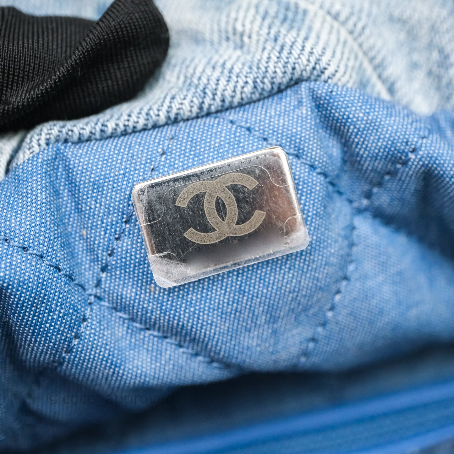 Chanel 22 Small Backpack Blue Denim Ruthenium Hardware
