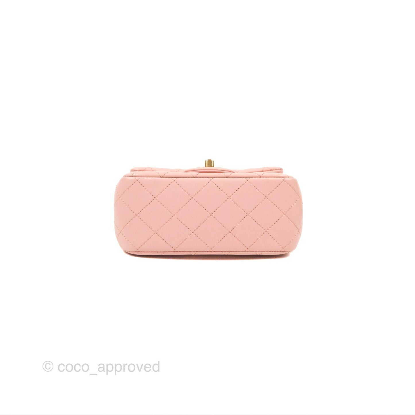 Chanel Quilted Mini Square Flap with Camellia Adjustable Chain Pink Clair Lambskin 23S
