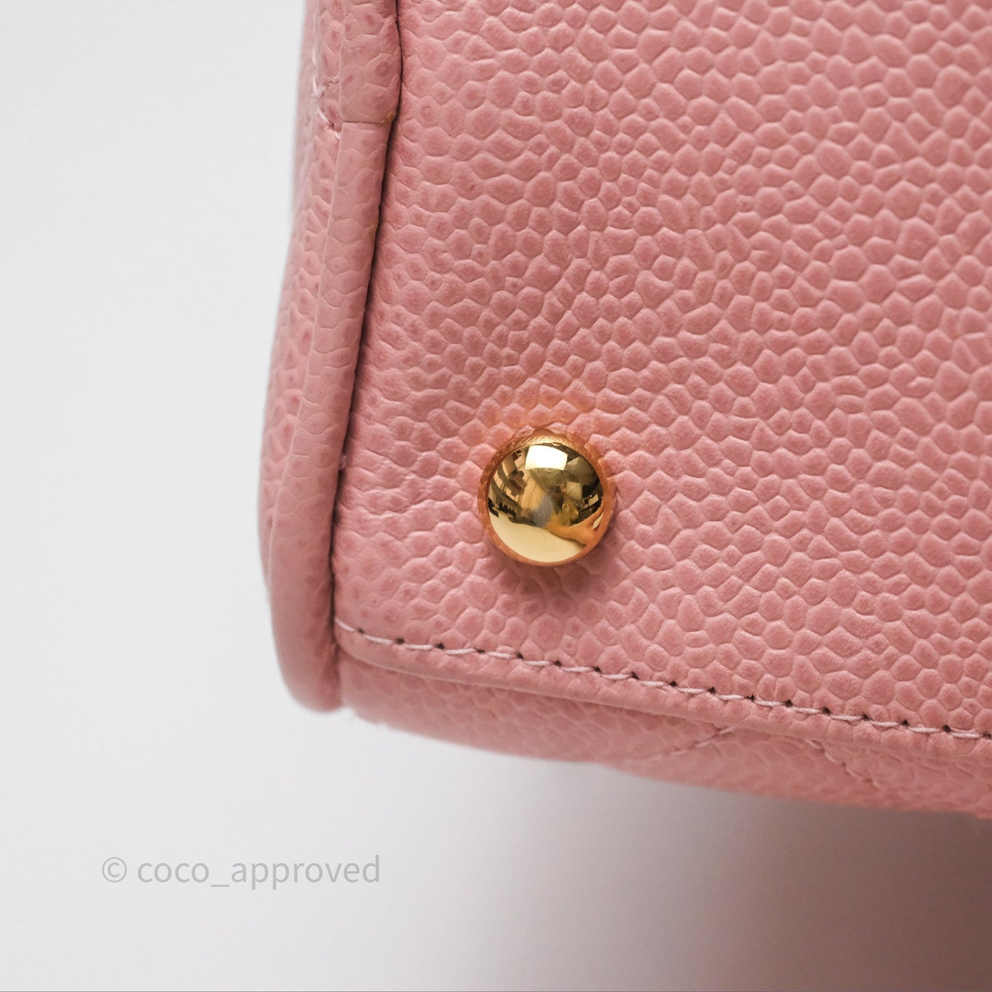 Chanel Vintage Mini CC Boston Bag Sakura Pink Caviar Gold Hardware