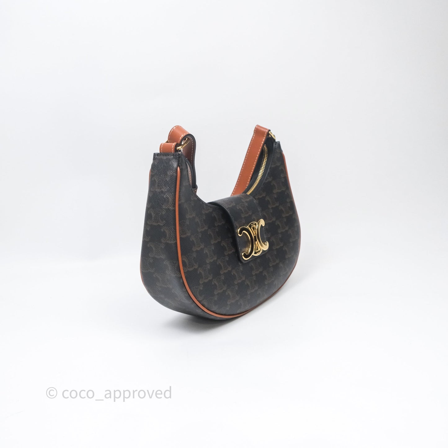 Celine Medium Ava Triomphe Bag Triomphe Canvas Tan Calfskin