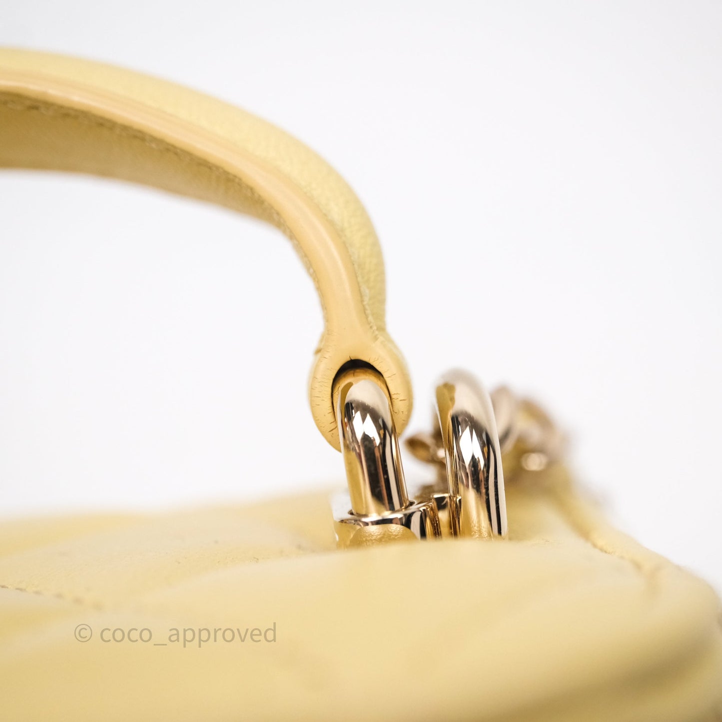 Chanel Mini Top Handle Vanity With Chain Yellow Lambskin Gold Hardware