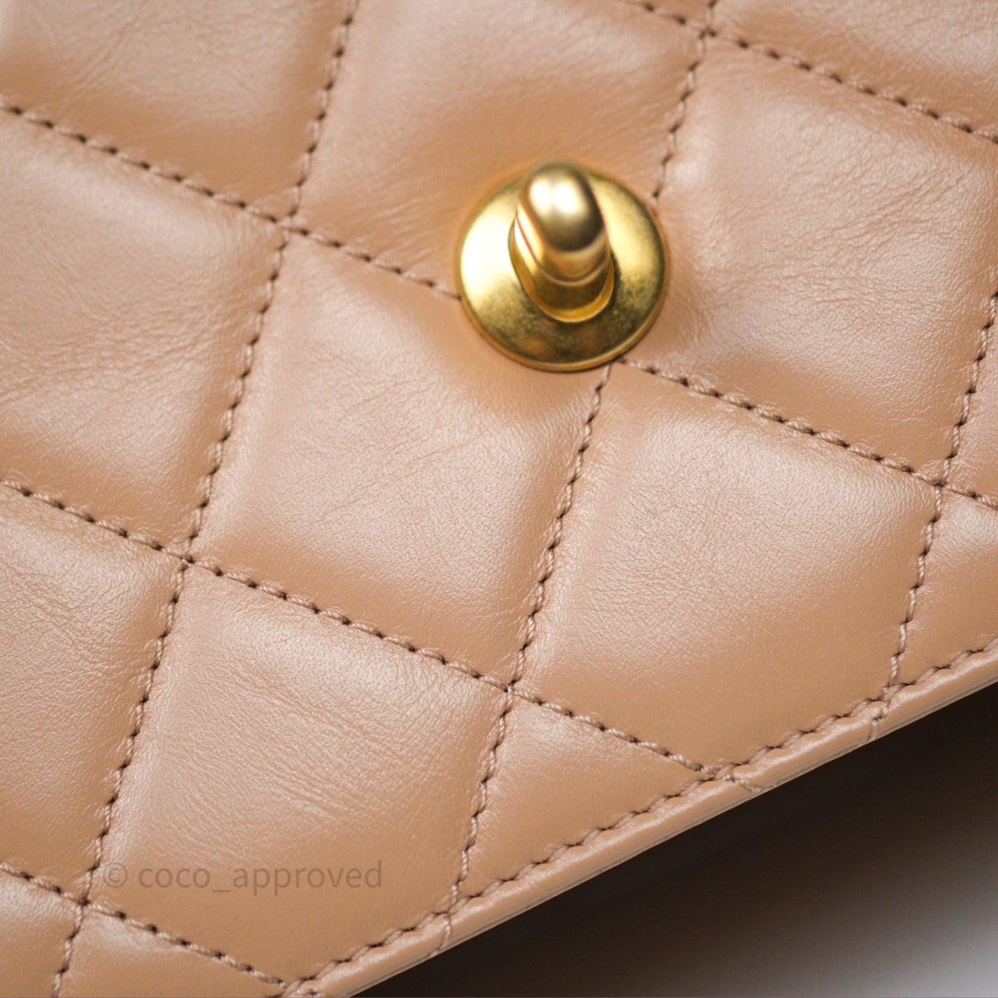 Chanel Quilted Mini Perfect Fit Adjustable Beige Calfskin Gold Hardware