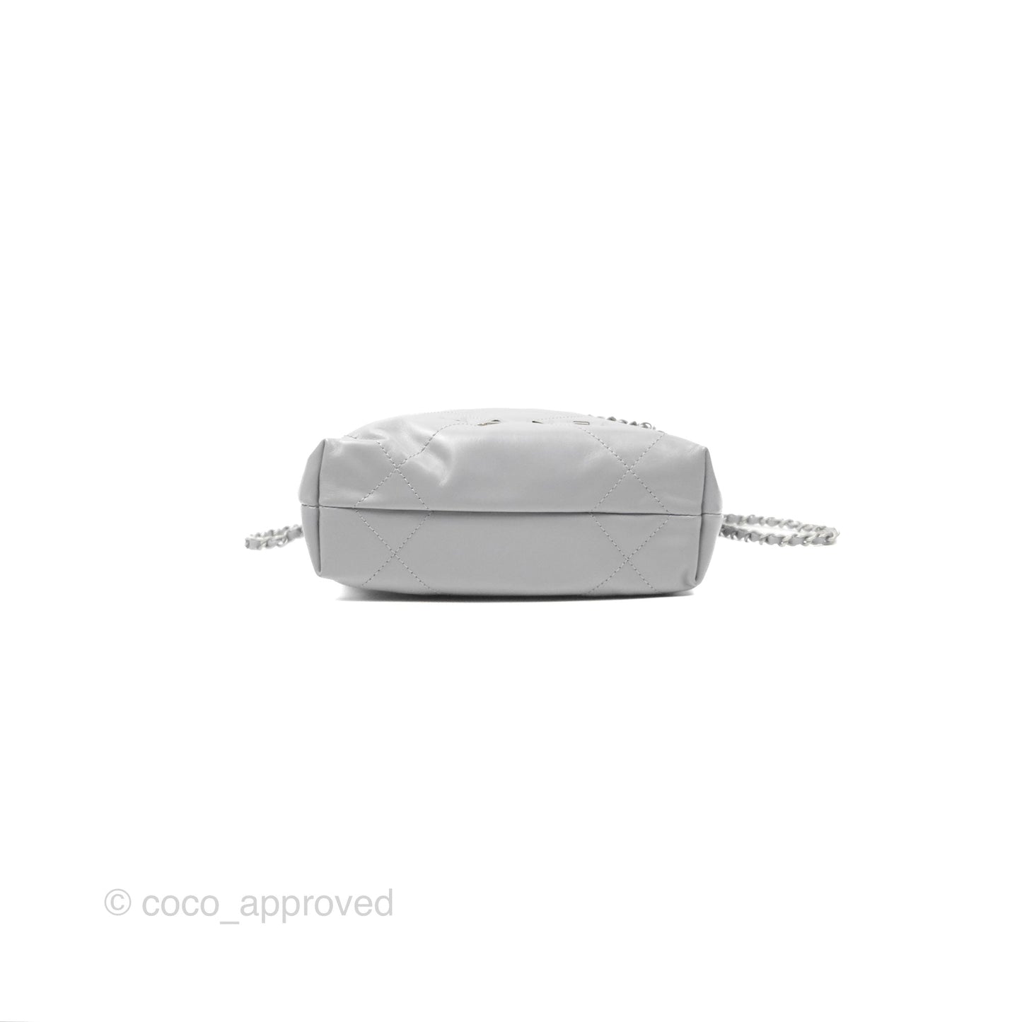 Chanel 22 Mini Bag Light Grey Shiny Crumpled Calfskin Matte Silver Hardware