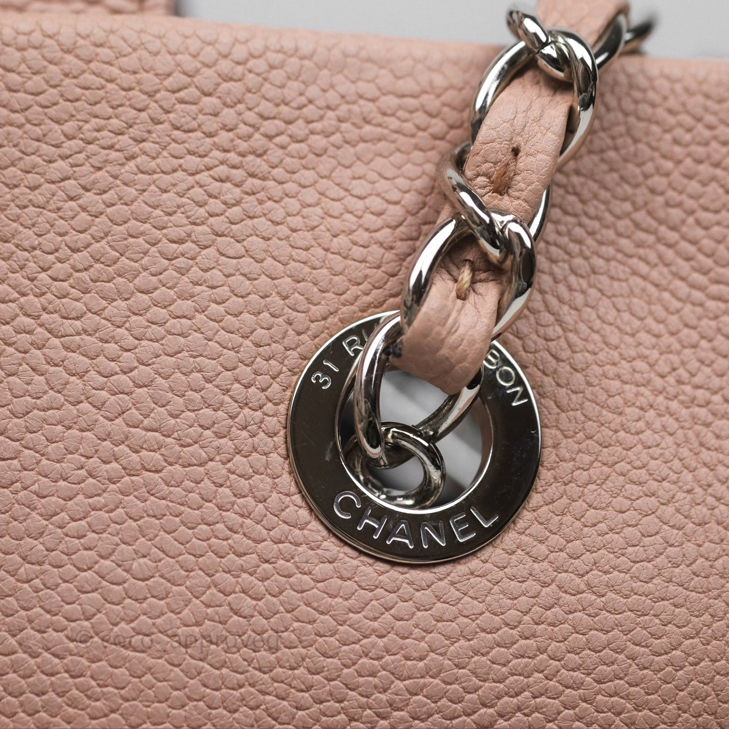 Chanel Quilted Tote Bag Pink Caviar Silver Hardware
