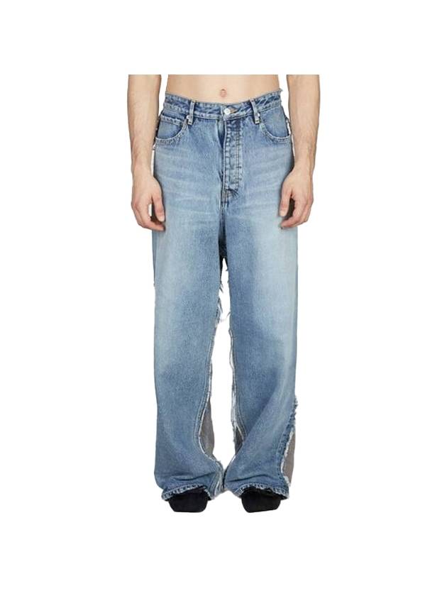 Luxury Balenciaga Contrasting Fabric Hybrid BaGGy Jeans Light Blue