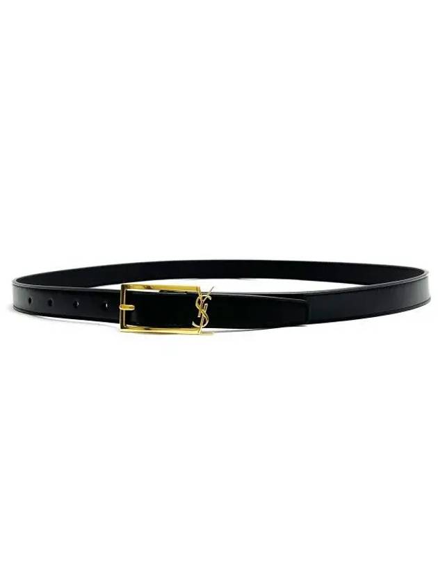 Luxury Saint Laurent Logo Leather Belt Black