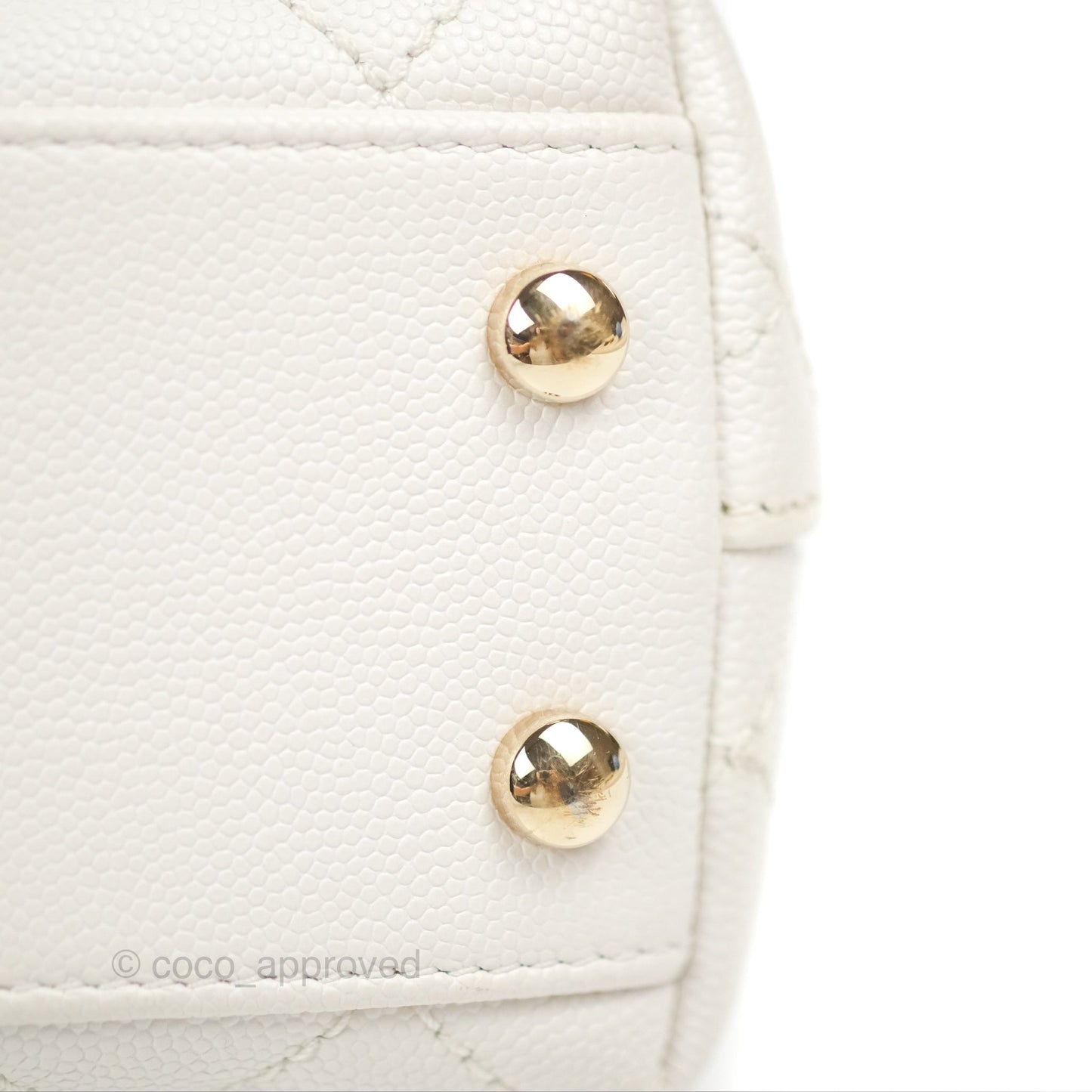 Chanel Mini Coco Handle Quilted Ivory White Caviar Gold Hardware