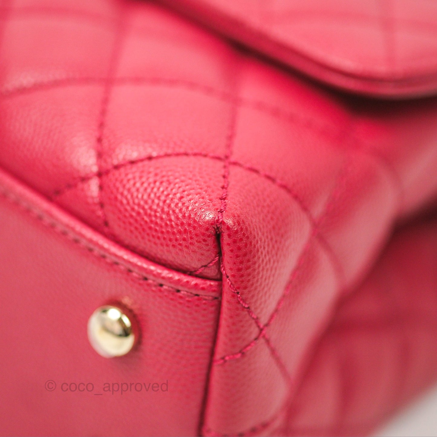 Chanel Small Coco Handle Quilted Dark Rose Pink Caviar Gold Hardware 21A