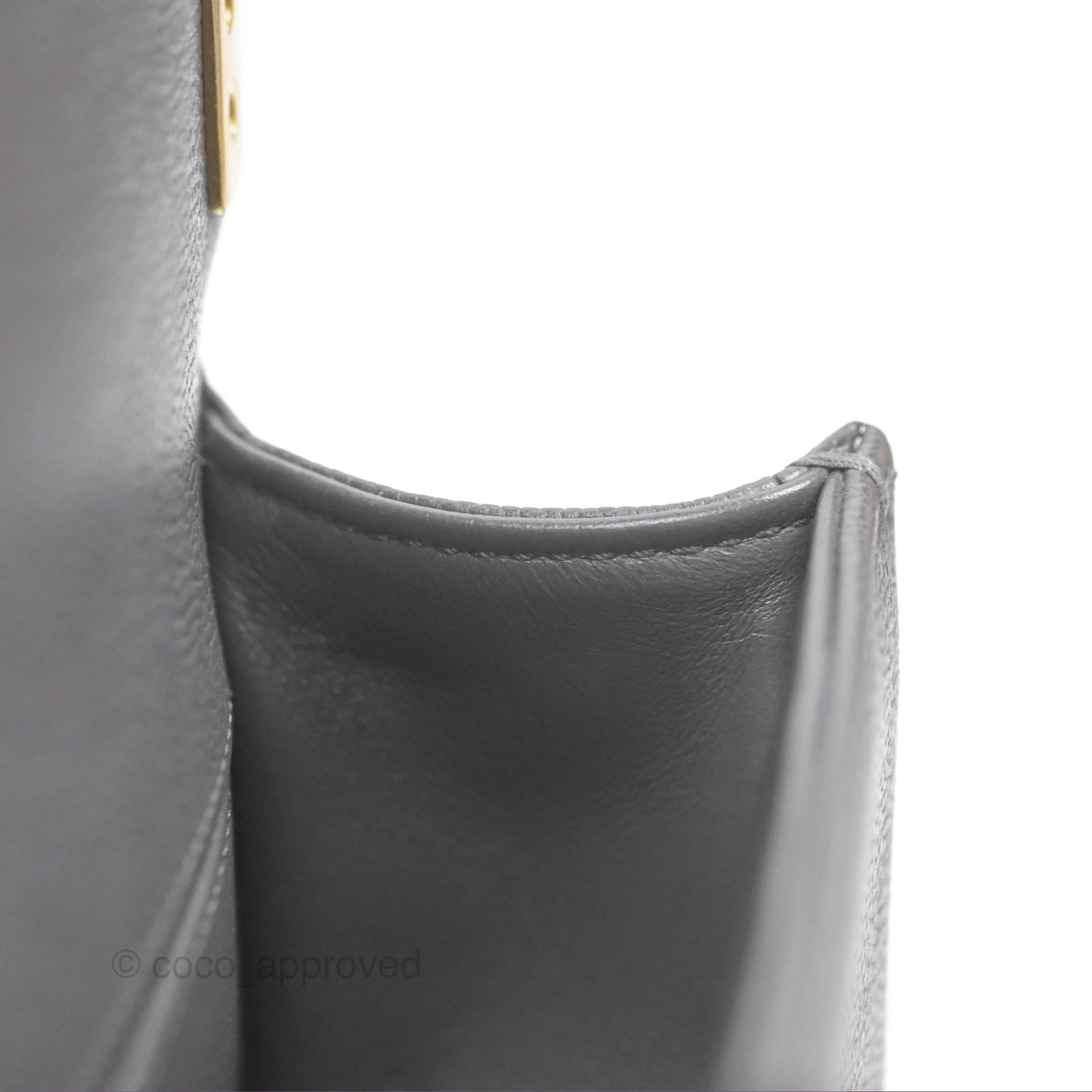 Chanel Boy Messenger Bag Grey Caviar Aged Gold Hardware