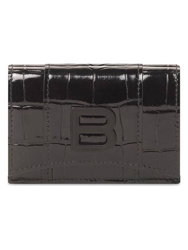 Luxury Balenciaga Hourglass B Logo Half Wallet Black