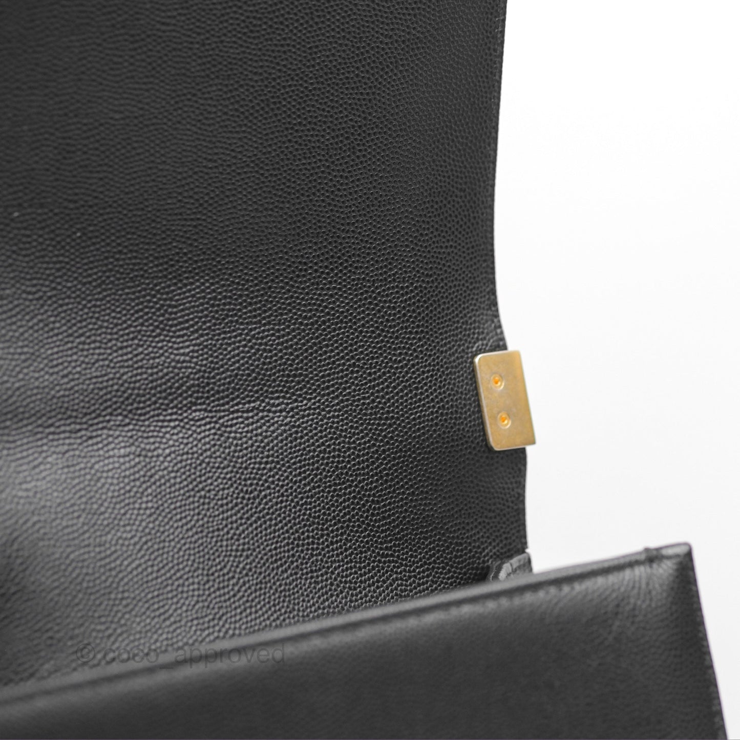 Chanel Quilted Medium Boy Black Caviar Aged Gold Hardware