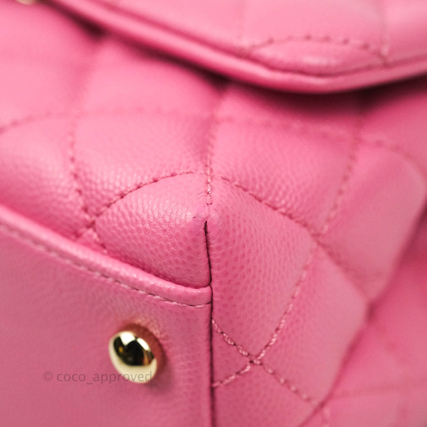 Chanel Extra Mini Coco Handle Quilted Pink Caviar Lizard Embossed Handle Gold Hardware
