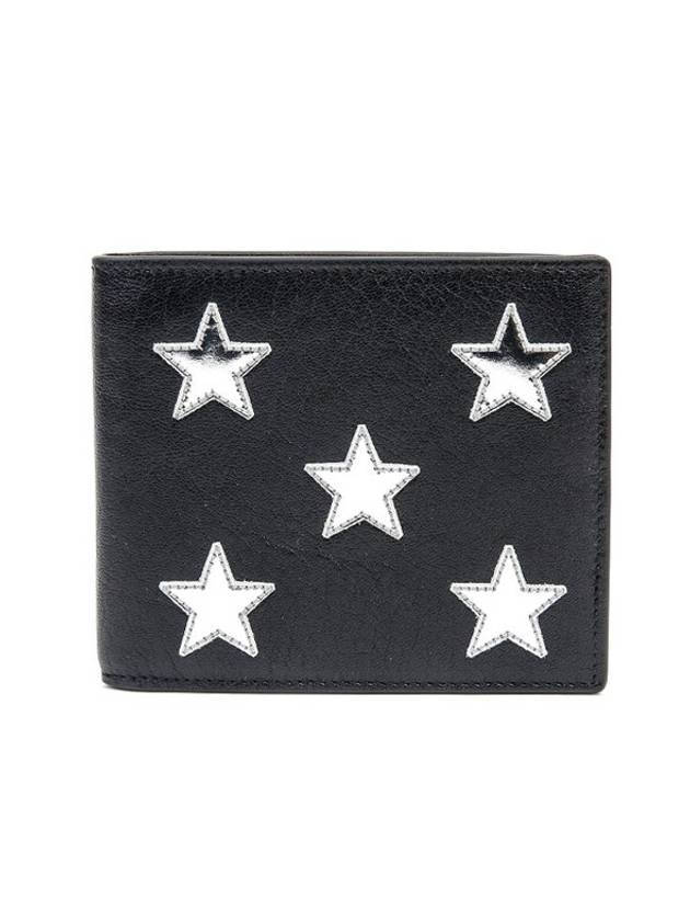 Luxury Saint Laurent Glow Star Patch Half Wallet Black