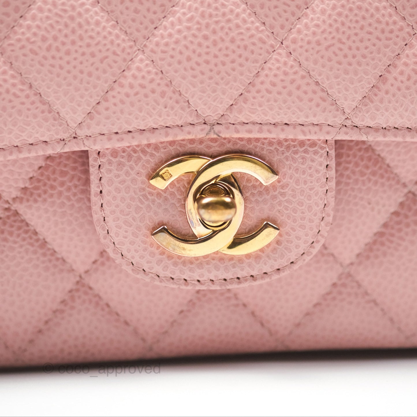 Chanel Vintage Classic M/L Medium Flap Quilted Sakura Pink Caviar 24K Gold Hardware