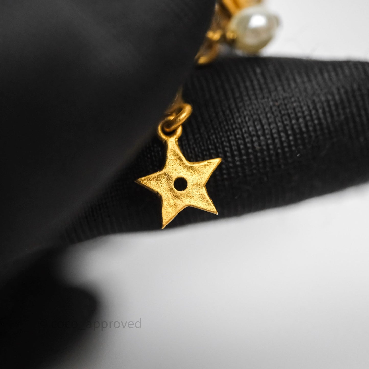Christian Dior J'Adior Crystal Pearl Drop Earrings Aged Gold Tone