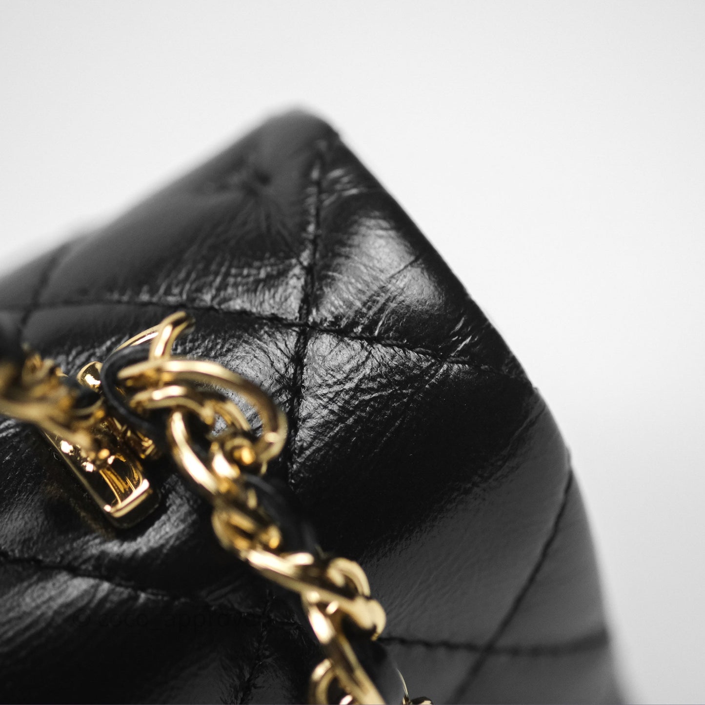 Chanel Top Handle Flap Bag Black Shiny Lambskin Gold Hardware 23S