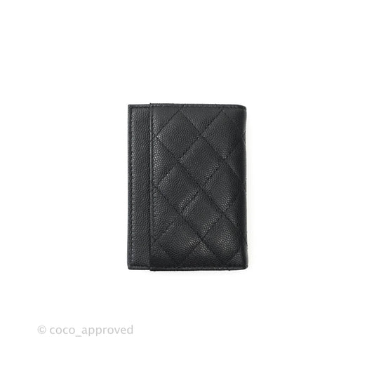 Chanel Classic Black Card Holder Caviar Gold Hardware