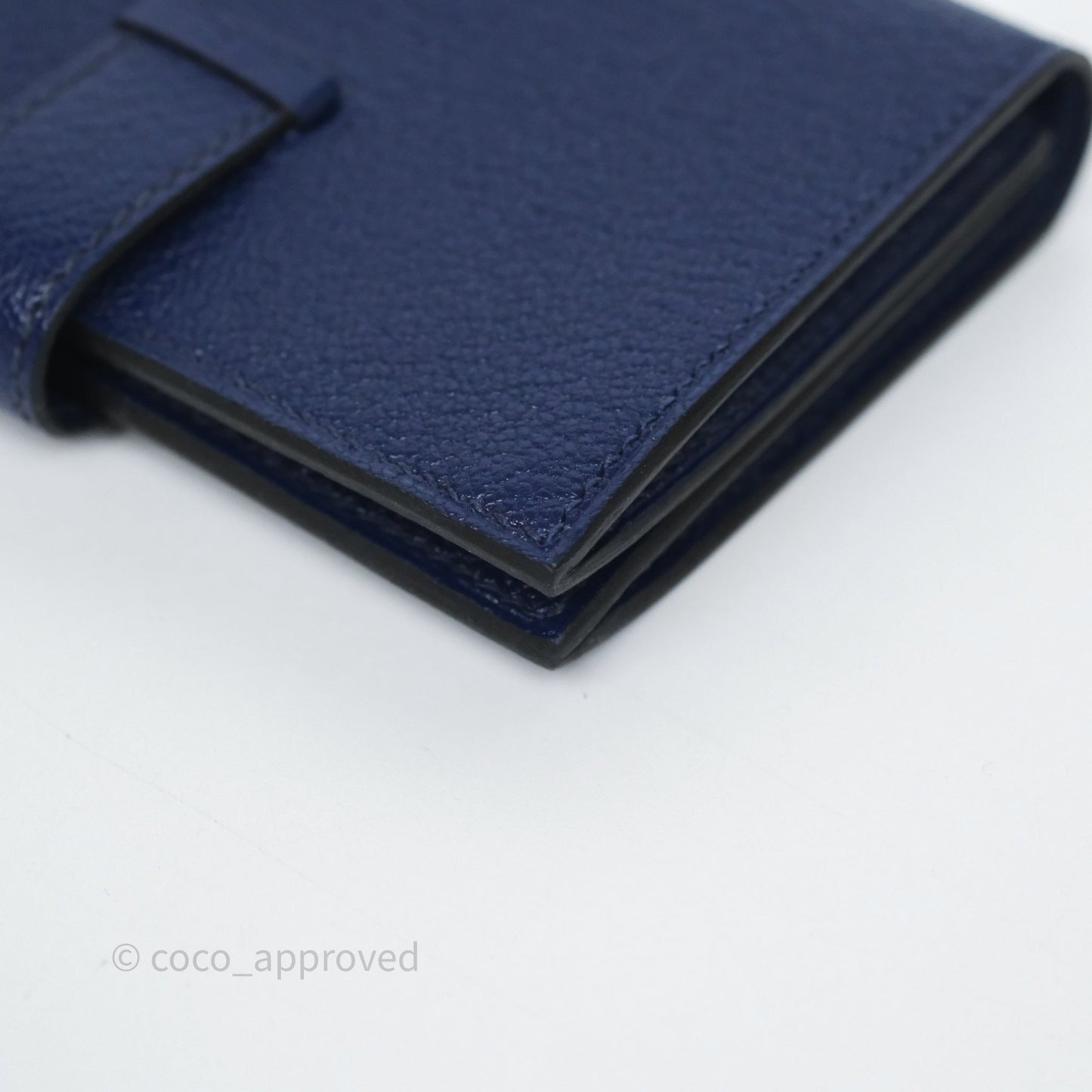Hermes Bearn Card Holder Bleu Encre M3 Chevre Mysore Gold Hardware
