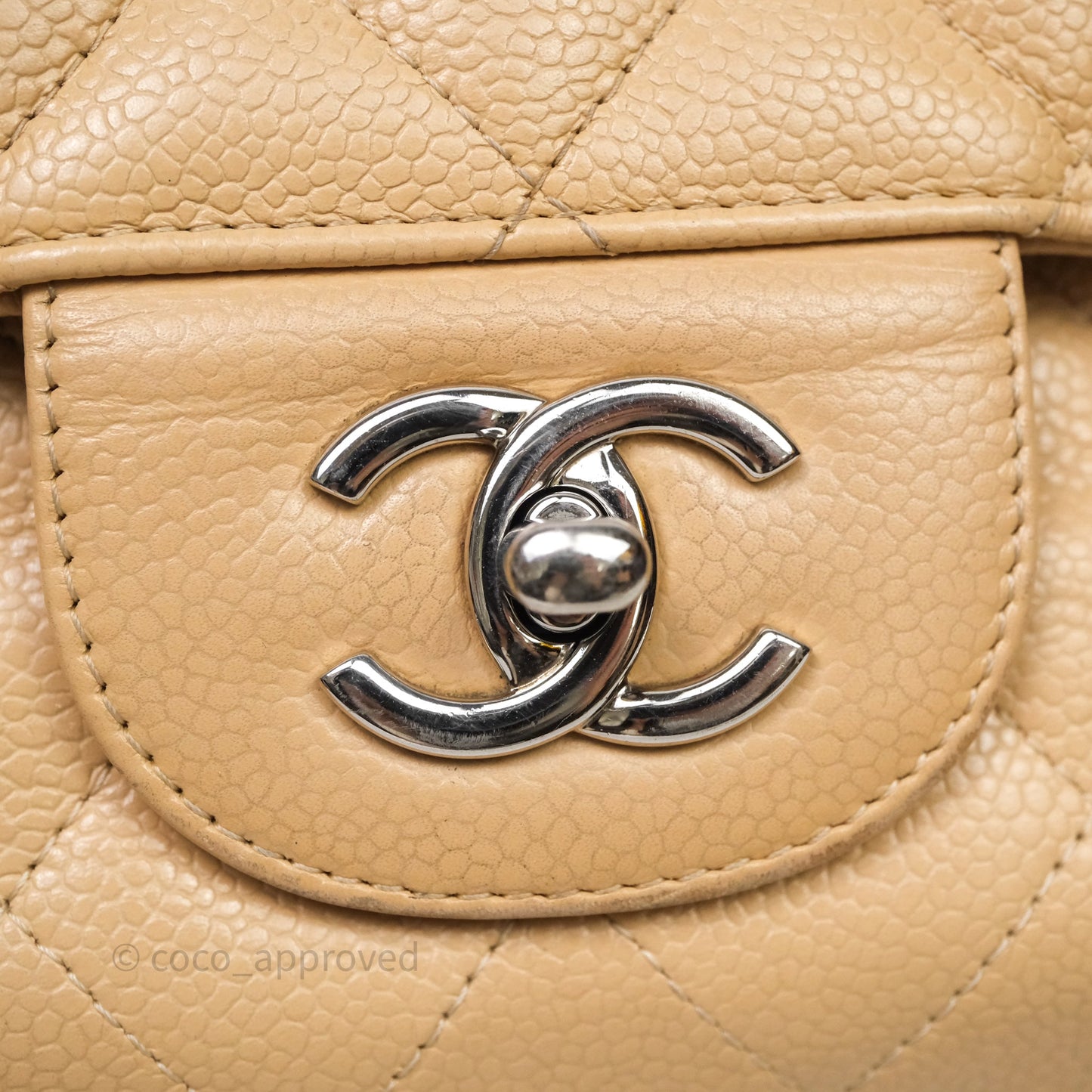 Chanel Jumbo Double Flap Beige Caviar Silver Hardware⁣⁣
